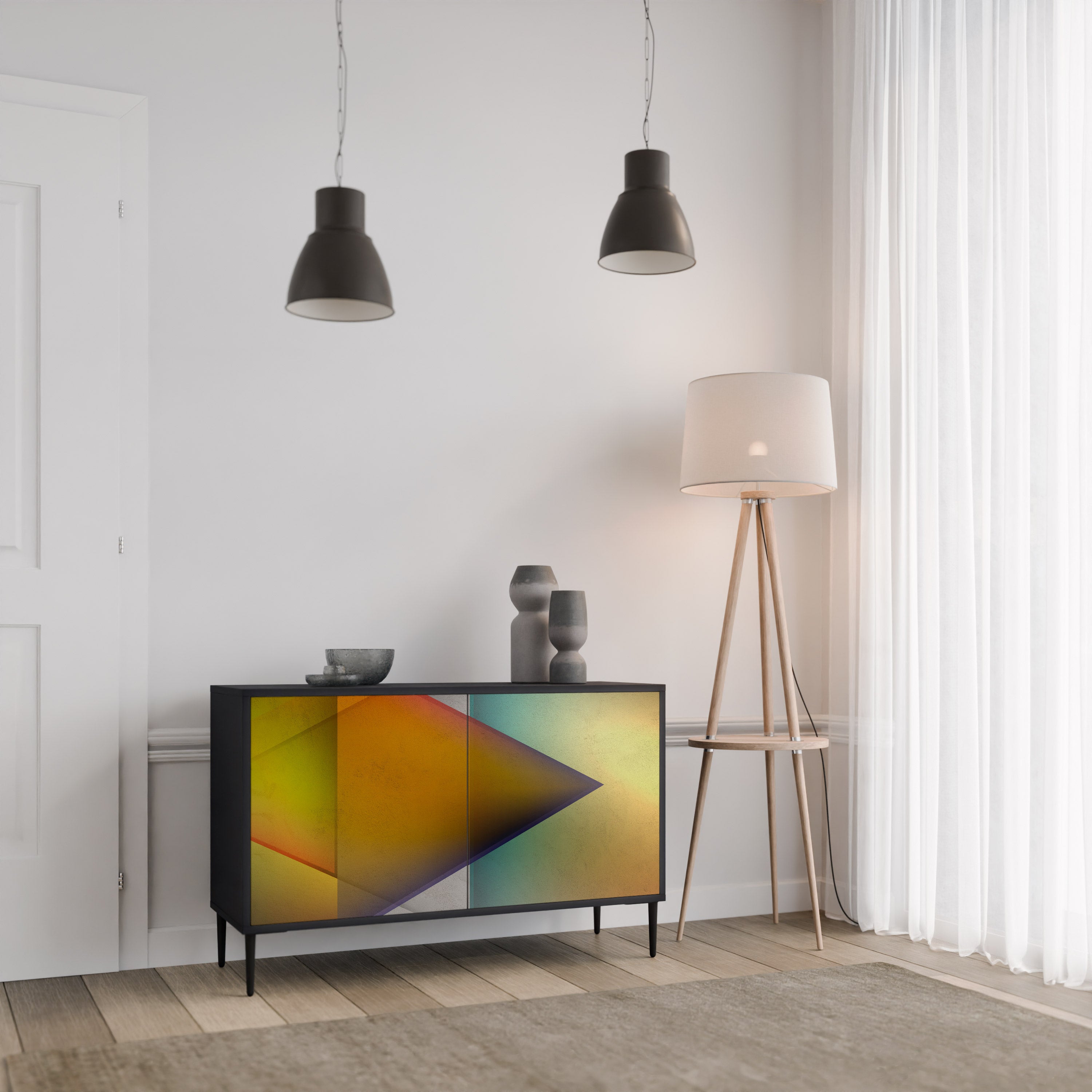 PIERCING SHARPNESS 2-Door Sideboard in Black Finish