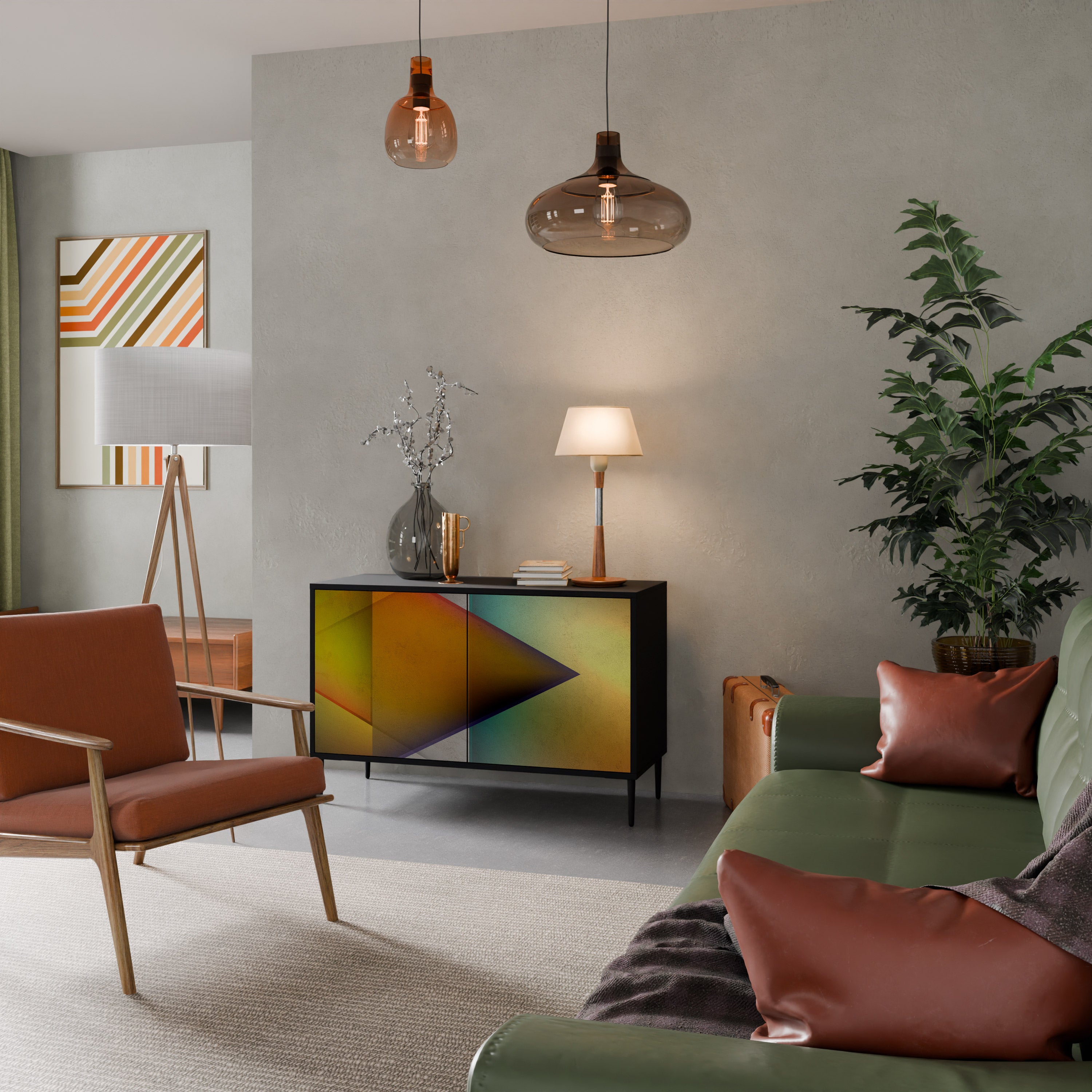 PIERCING SHARPNESS 2-Door Sideboard in Black Finish