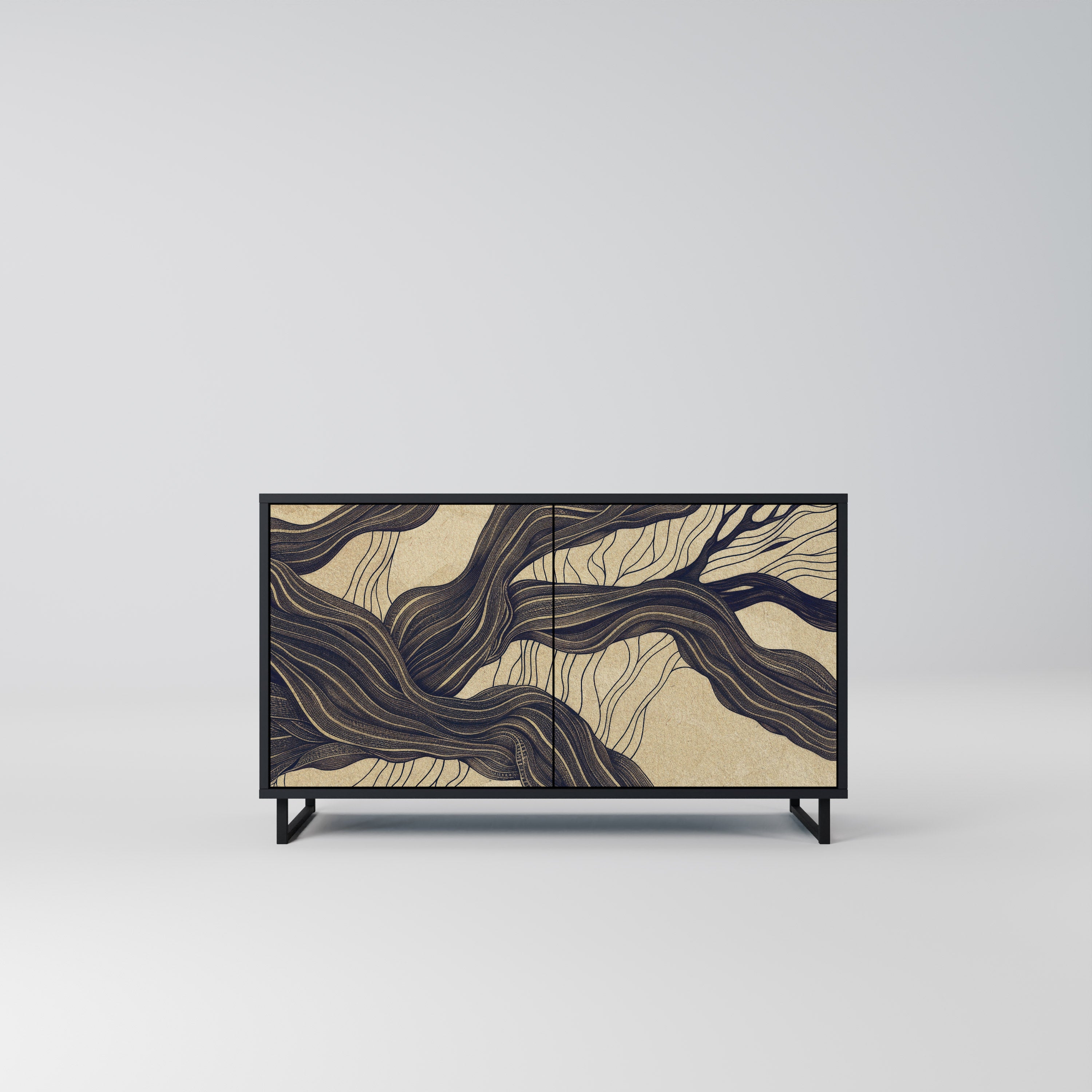 UNIFIED FRAGMENTS 2-Door Sideboard in Black Finish
