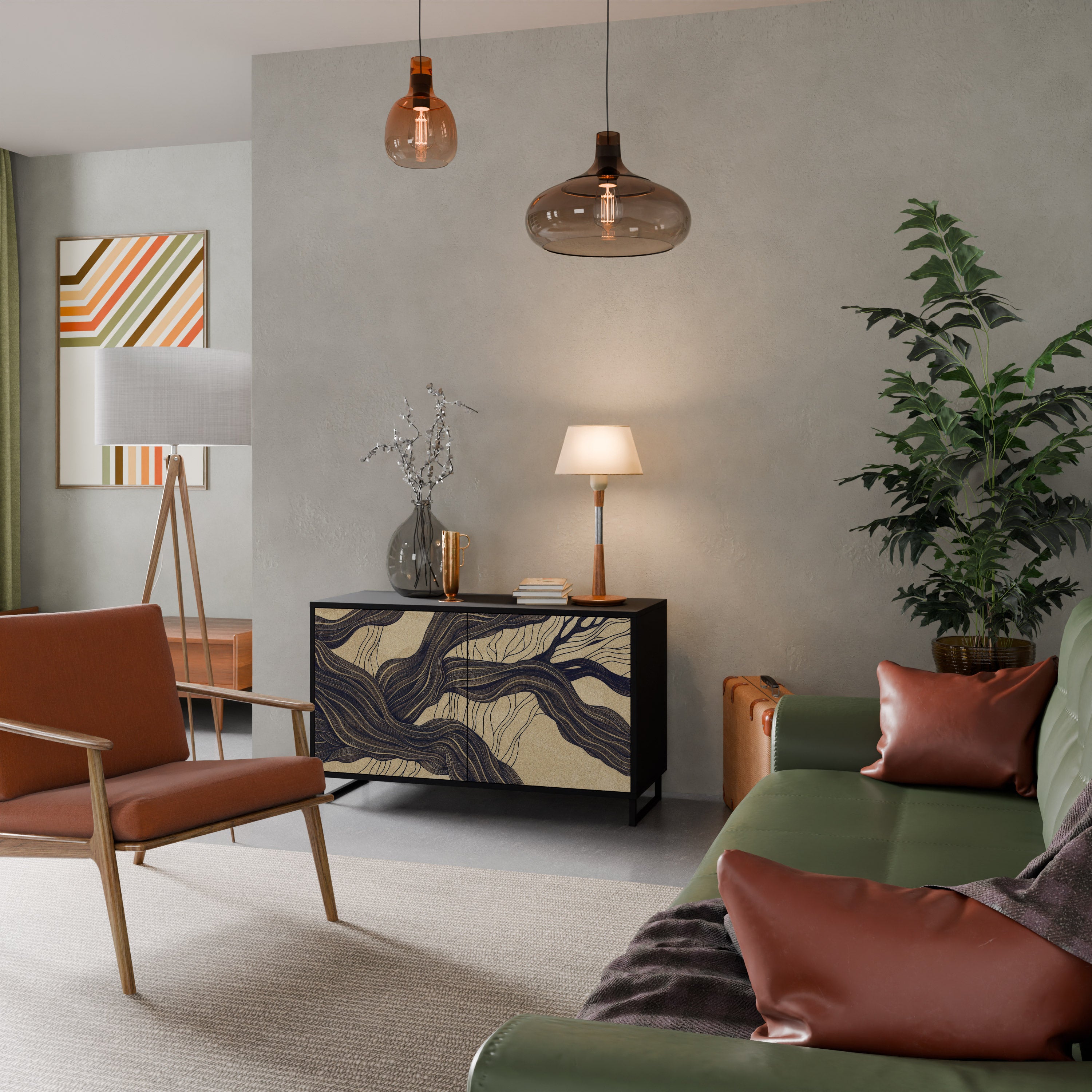 UNIFIED FRAGMENTS 2-Door Sideboard in Black Finish