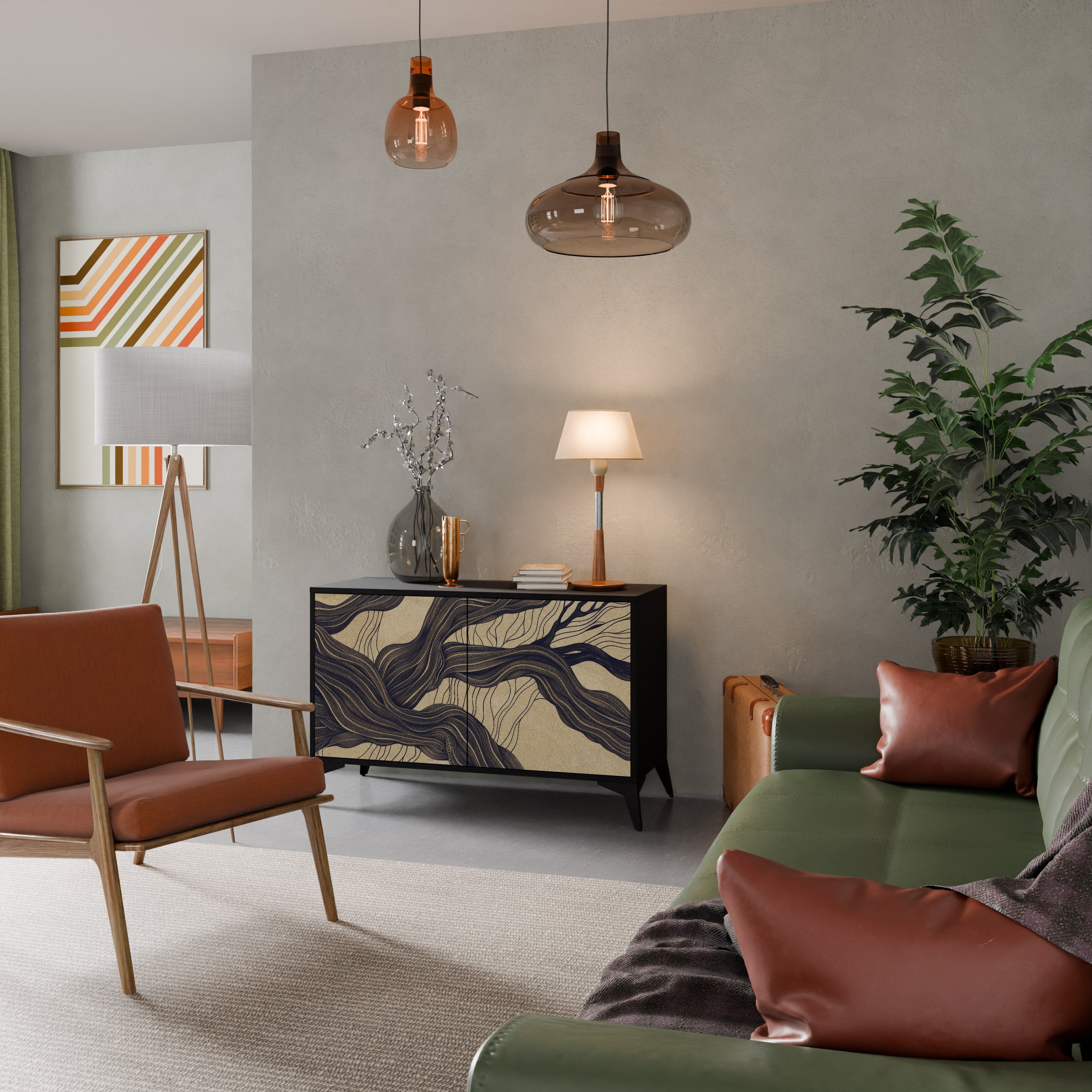 UNIFIED FRAGMENTS 2-Door Sideboard in Black Finish