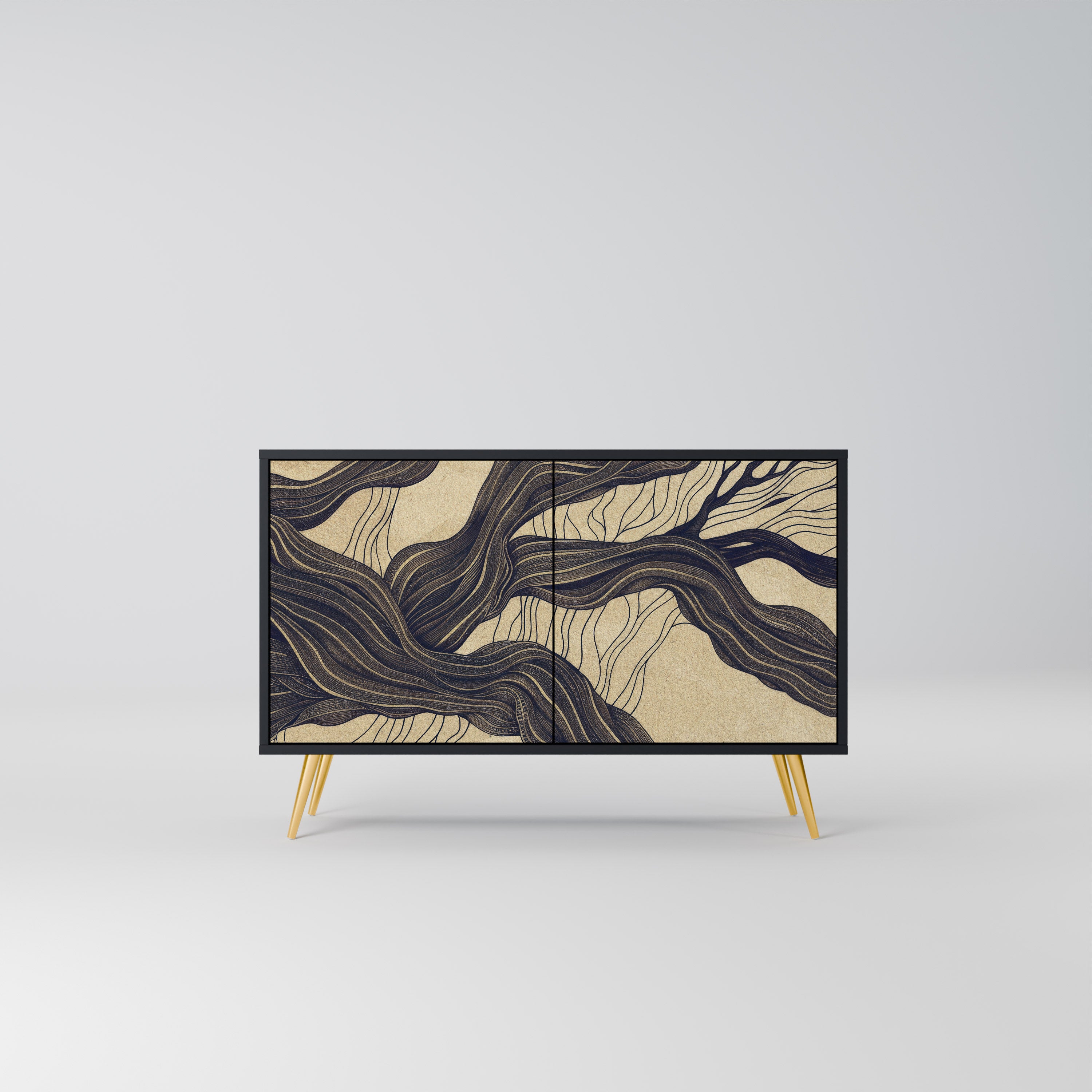 UNIFIED FRAGMENTS 2-Door Sideboard in Black Finish