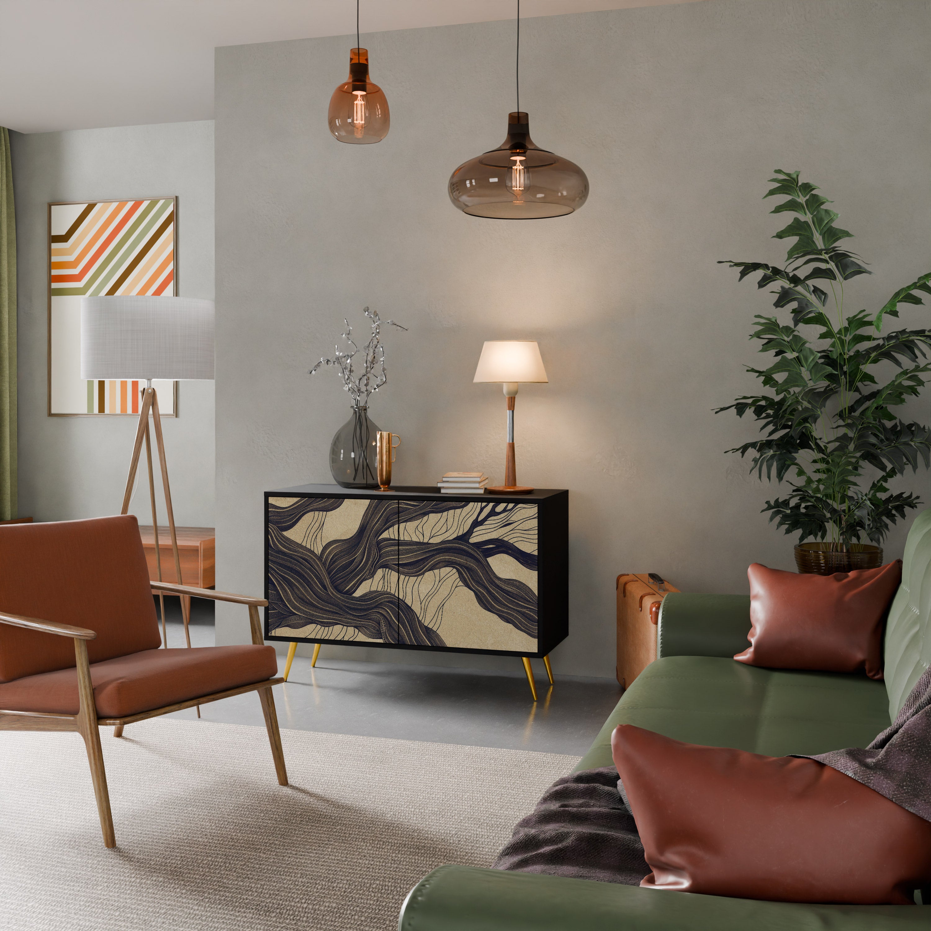 UNIFIED FRAGMENTS 2-Door Sideboard in Black Finish