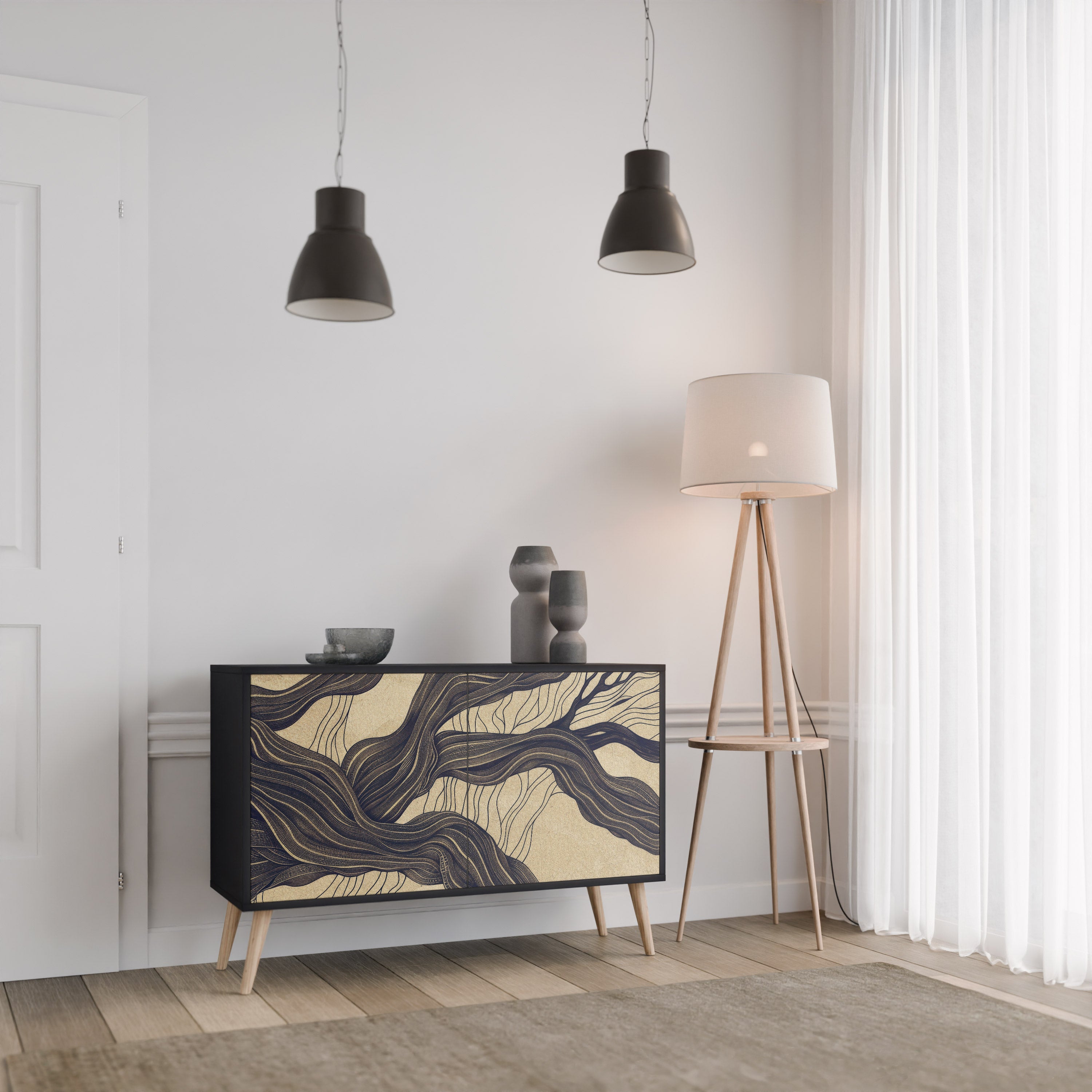 UNIFIED FRAGMENTS 2-Door Sideboard in Black Finish