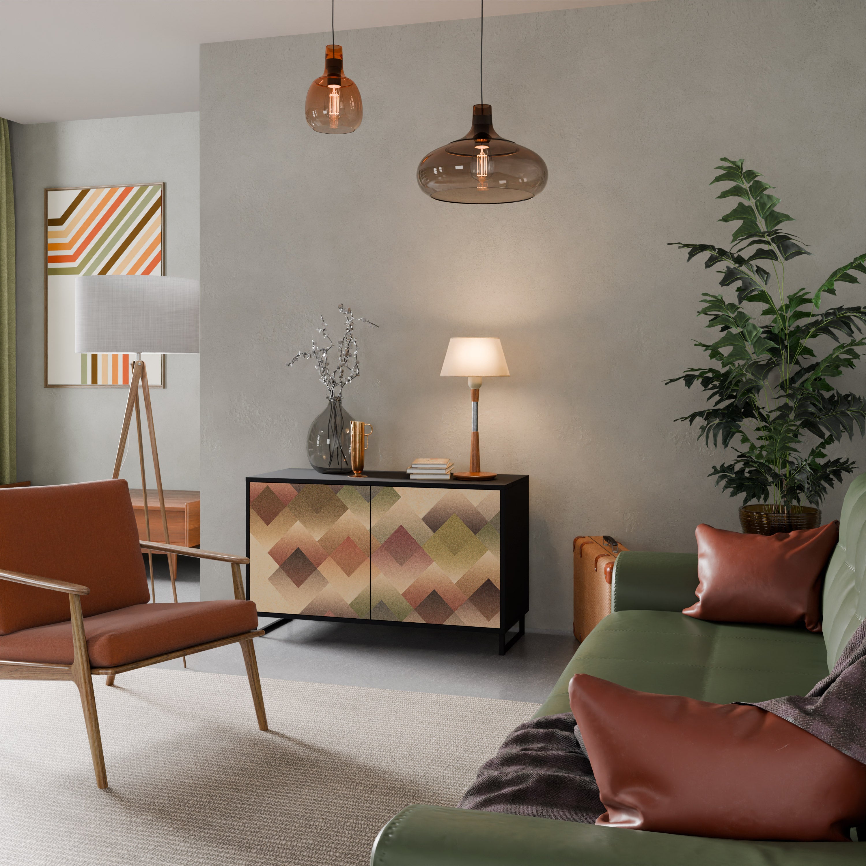 GEOMETRIC FUSION 2-Door Sideboard in Black Finish