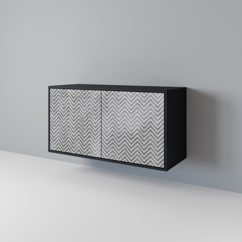 CONCRETE ZIG ZAG 2-Door Sideboard in Black Finish