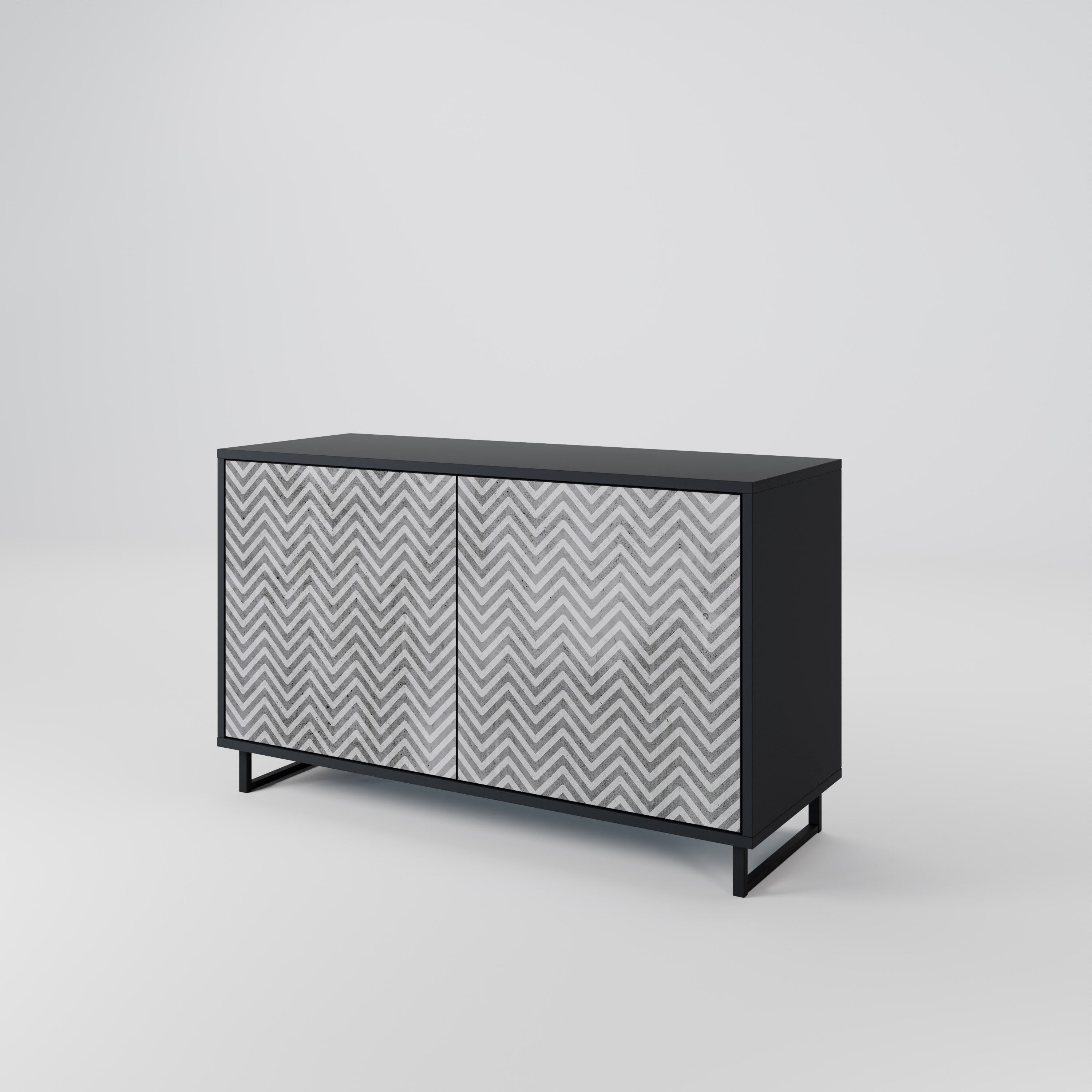CONCRETE ZIG ZAG 2-Door Sideboard in Black Finish