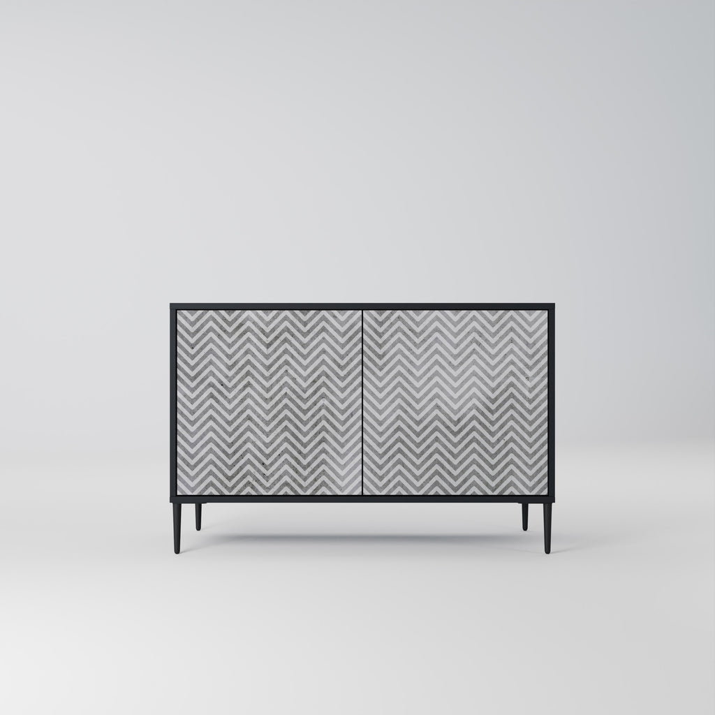 CONCRETE ZIG ZAG 2-Door Sideboard in Black Finish