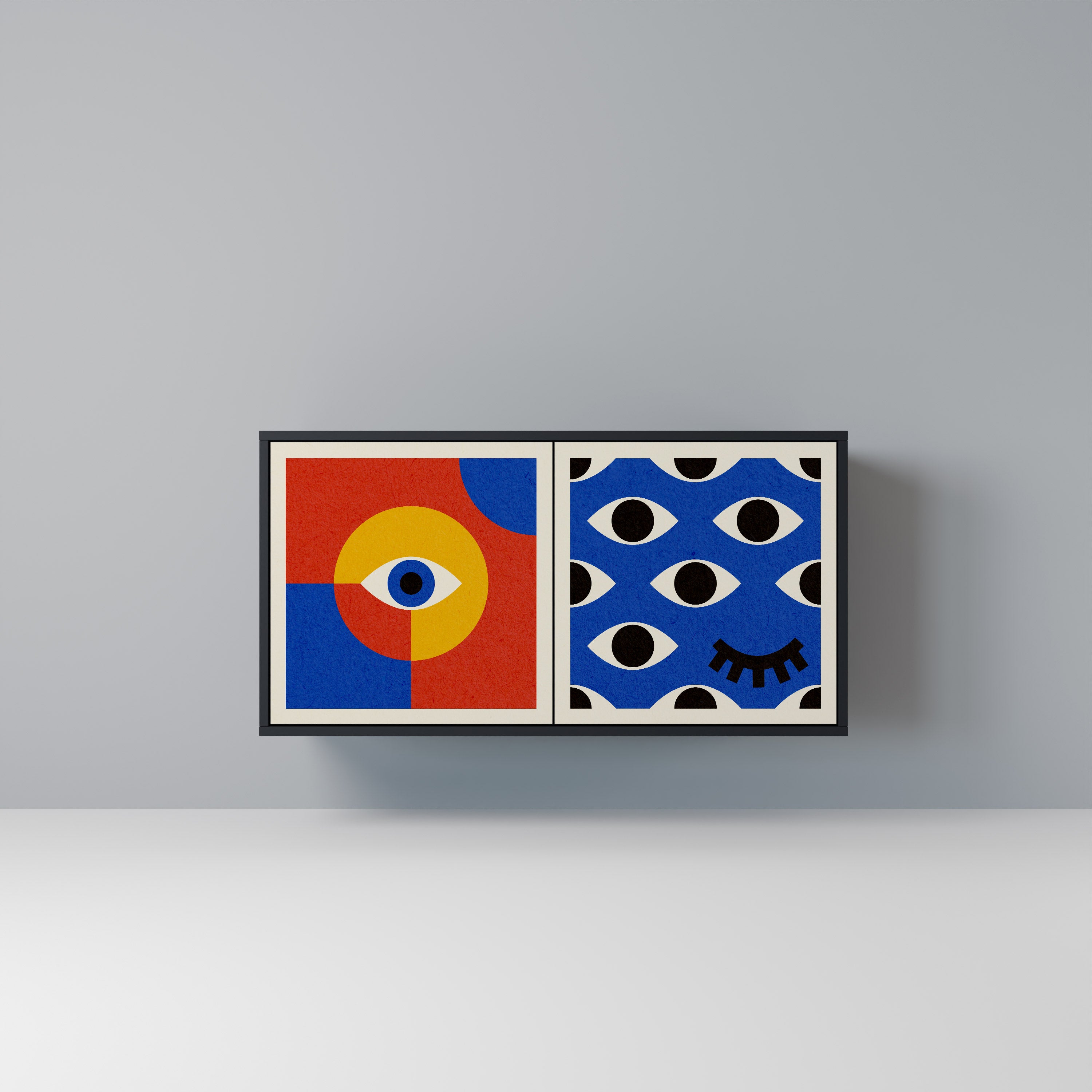 GEOMETRIC EYES 2-Door Sideboard in Black Finish