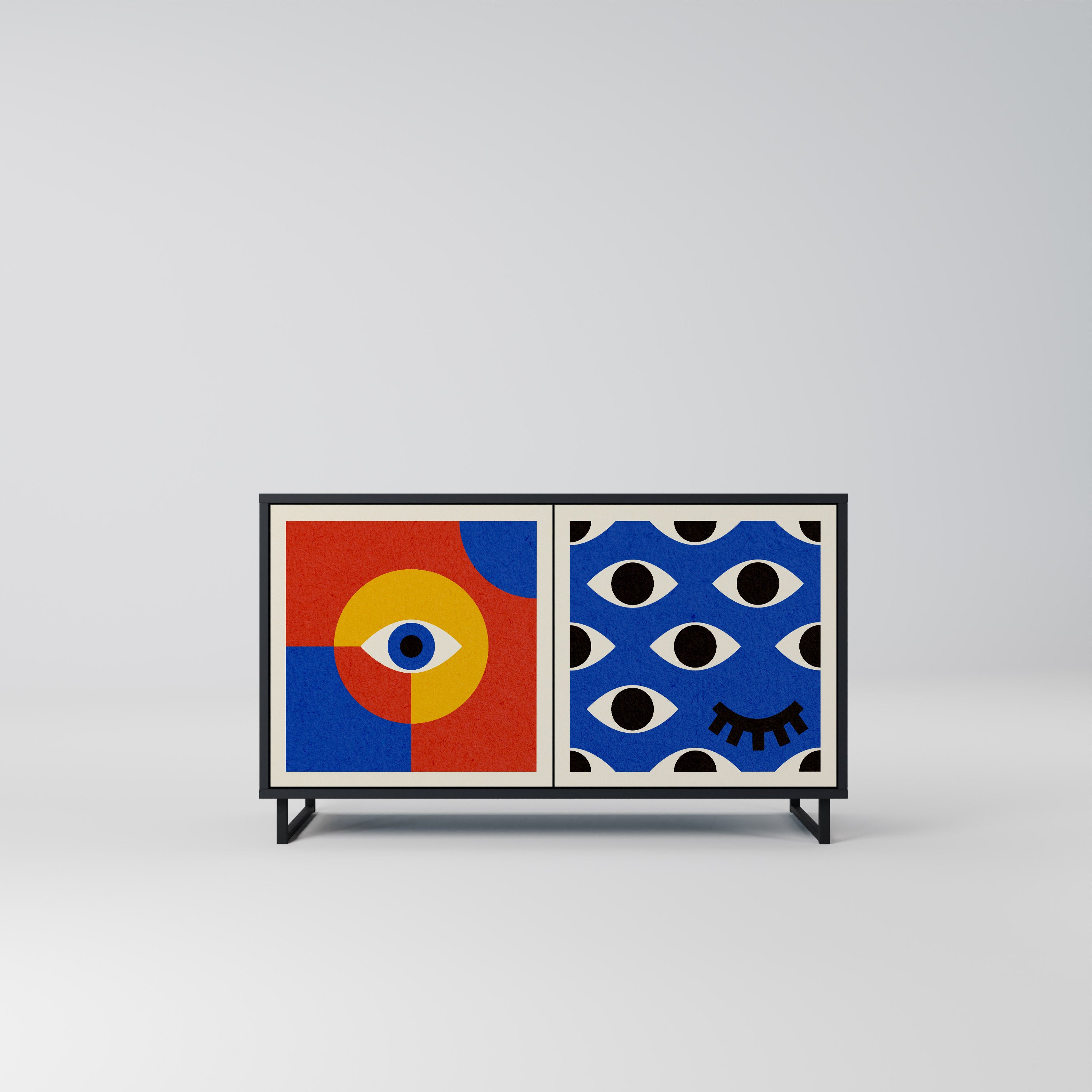 GEOMETRIC EYES 2-Door Sideboard in Black Finish