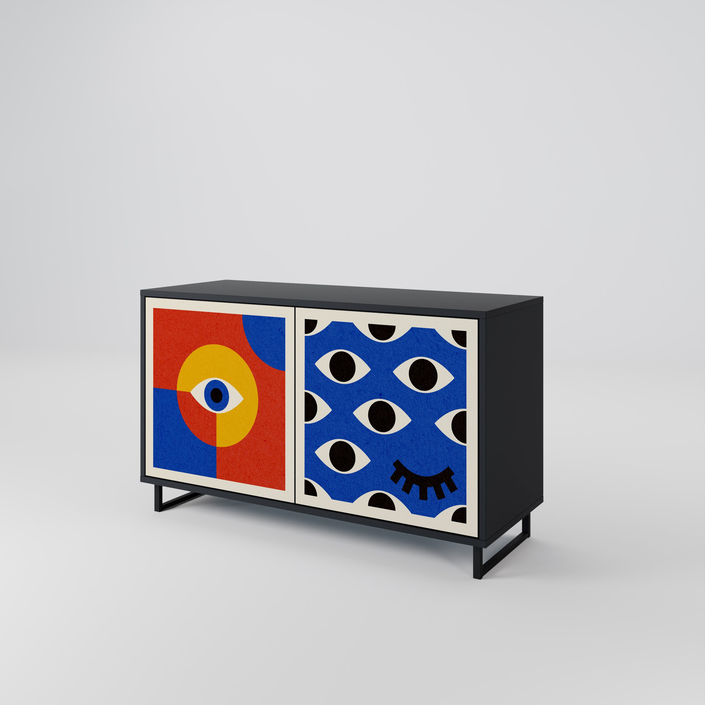 GEOMETRIC EYES 2-Door Sideboard in Black Finish