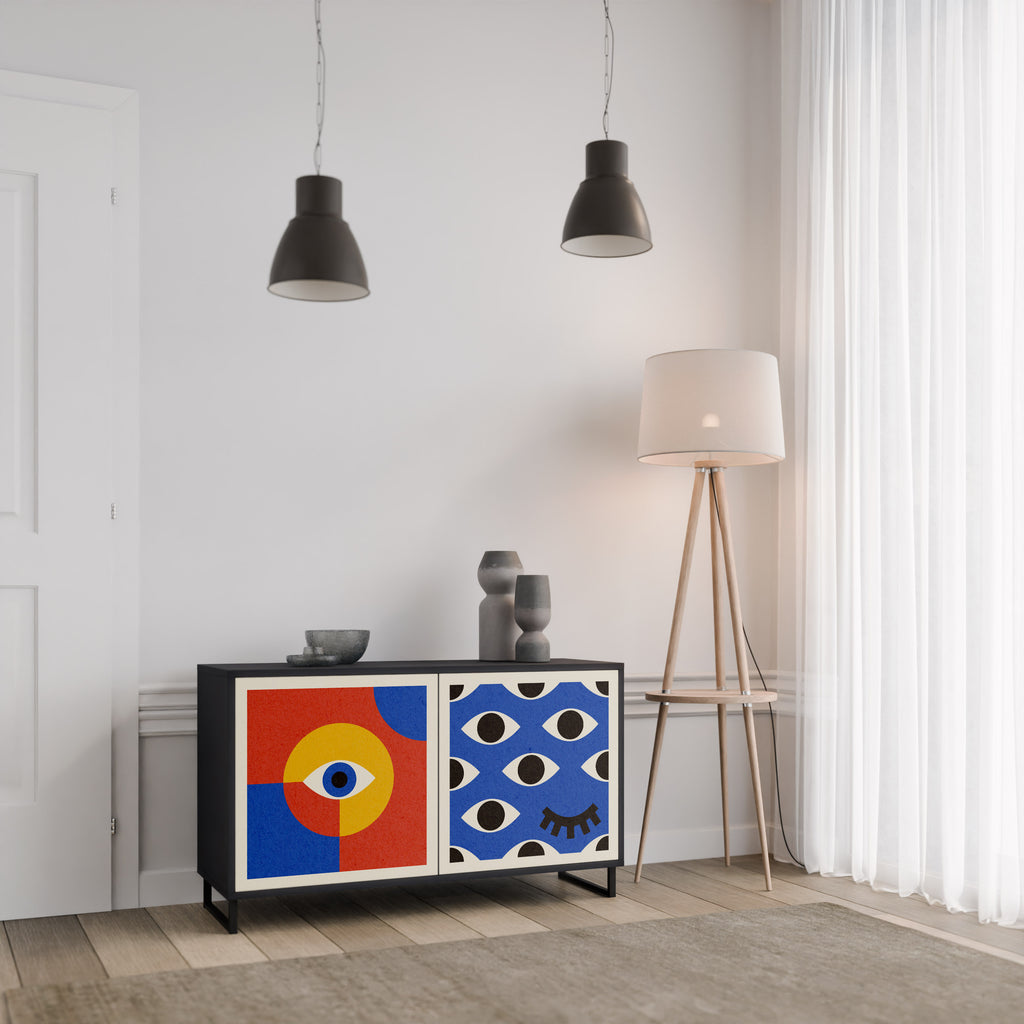 GEOMETRIC EYES 2-Door Sideboard in Black Finish