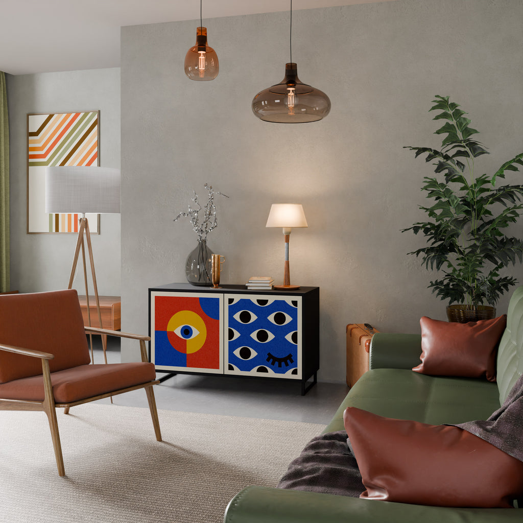 GEOMETRIC EYES 2-Door Sideboard in Black Finish