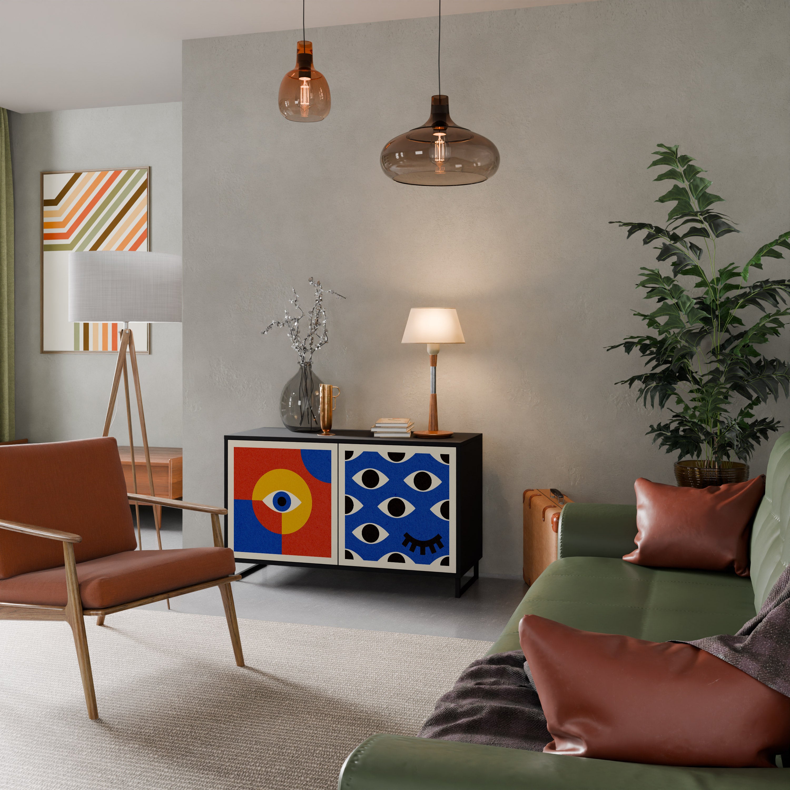 GEOMETRIC EYES 2-Door Sideboard in Black Finish