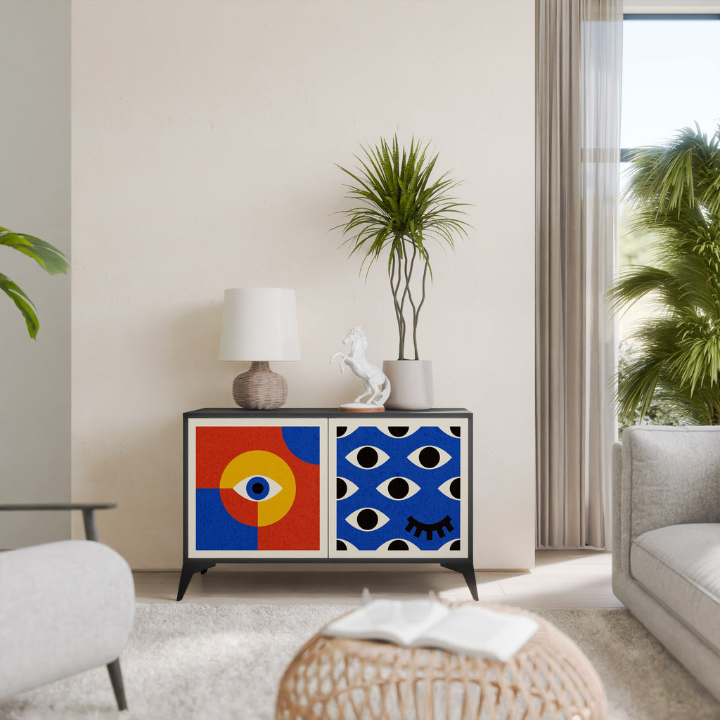 GEOMETRIC EYES 2-Door Sideboard in Black Finish