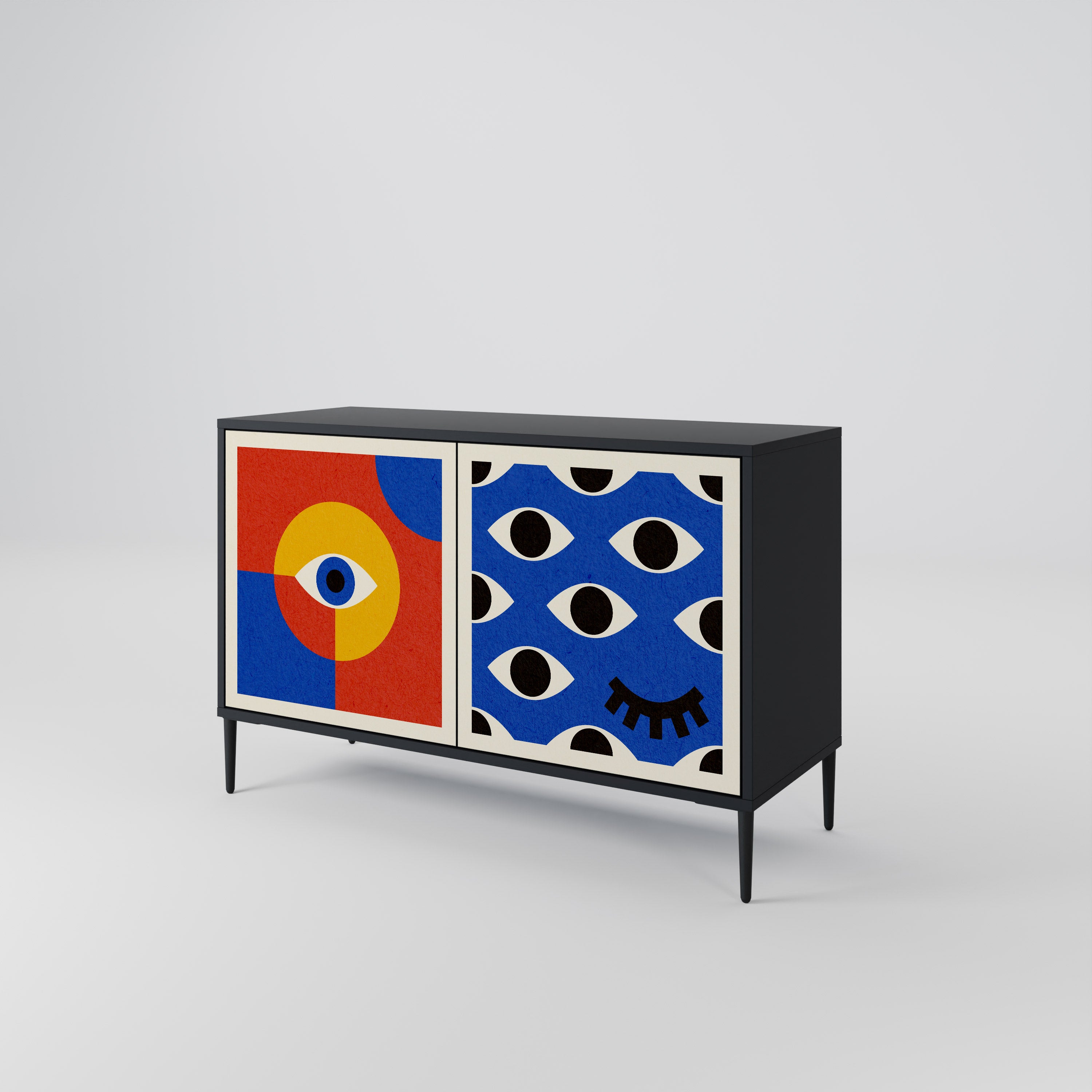 GEOMETRIC EYES 2-Door Sideboard in Black Finish
