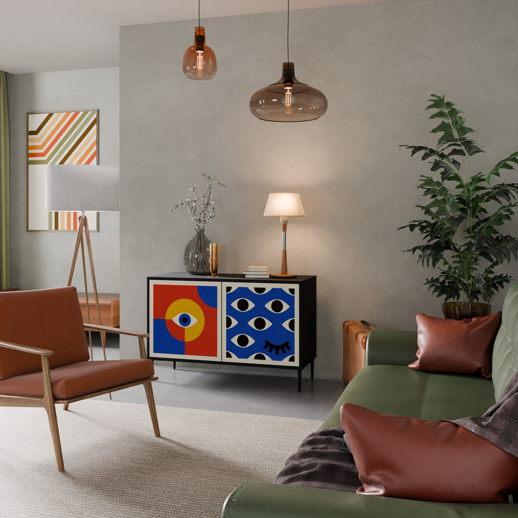 GEOMETRIC EYES 2-Door Sideboard in Black Finish