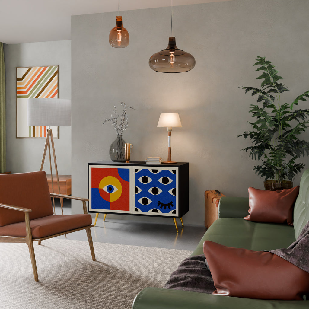 GEOMETRIC EYES 2-Door Sideboard in Black Finish