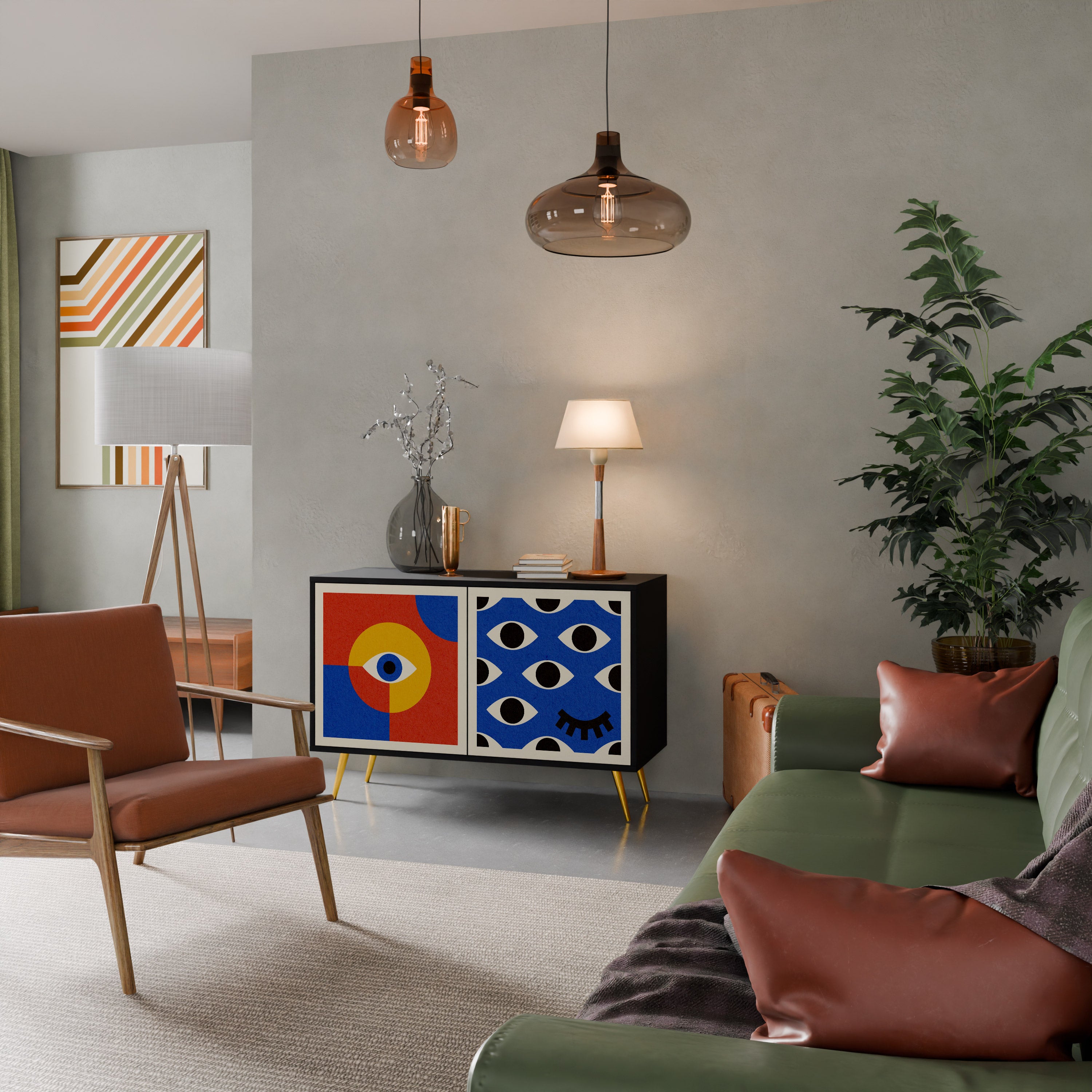 GEOMETRIC EYES 2-Door Sideboard in Black Finish