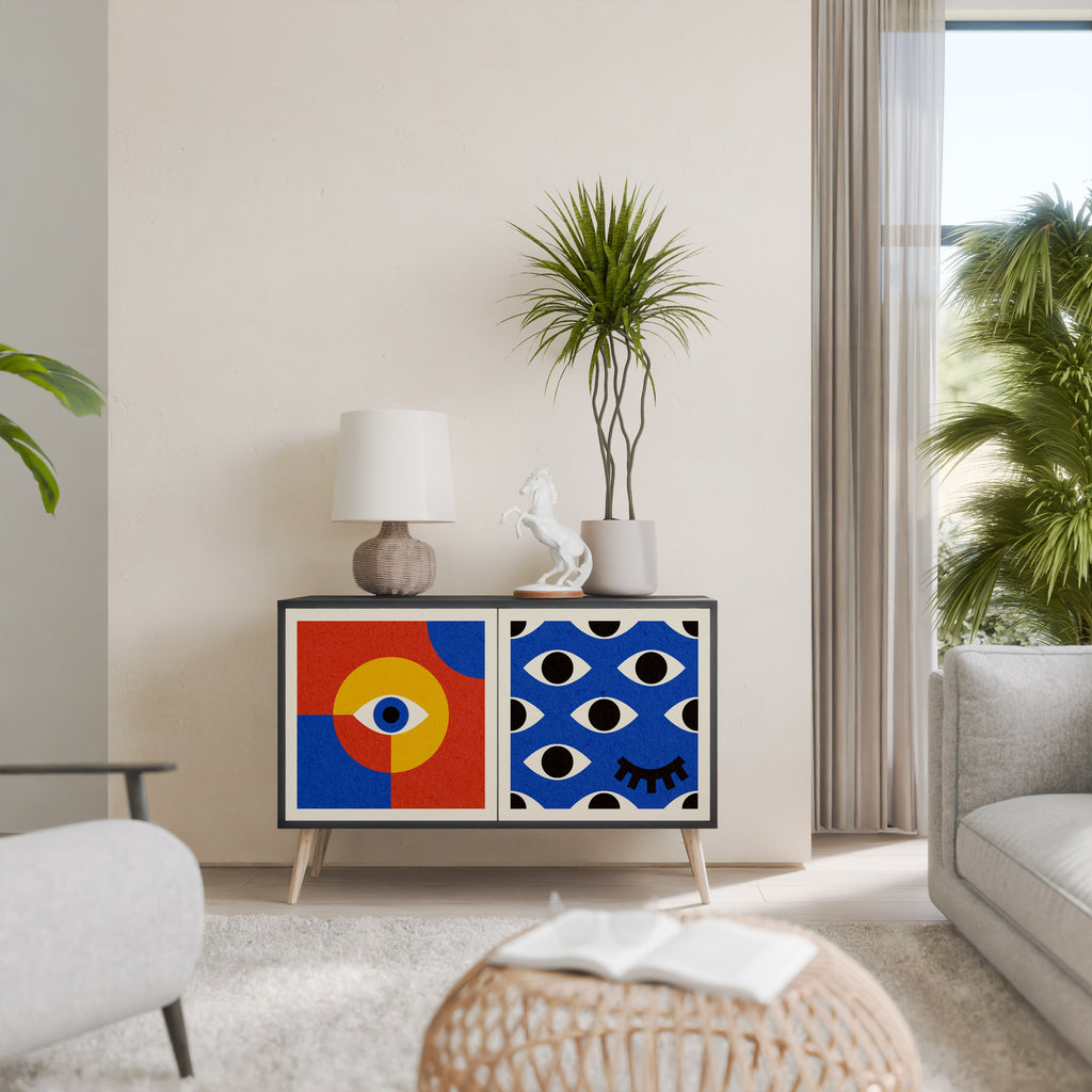GEOMETRIC EYES 2-Door Sideboard in Black Finish