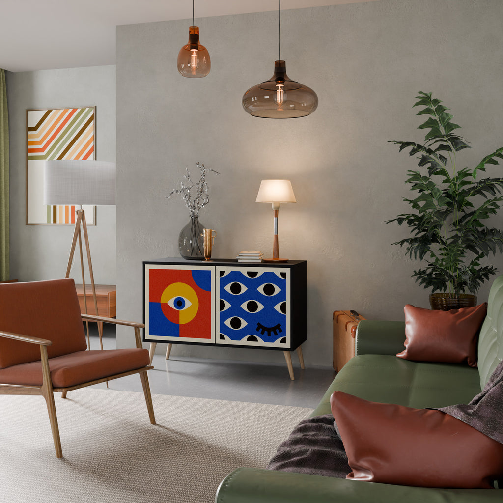 GEOMETRIC EYES 2-Door Sideboard in Black Finish