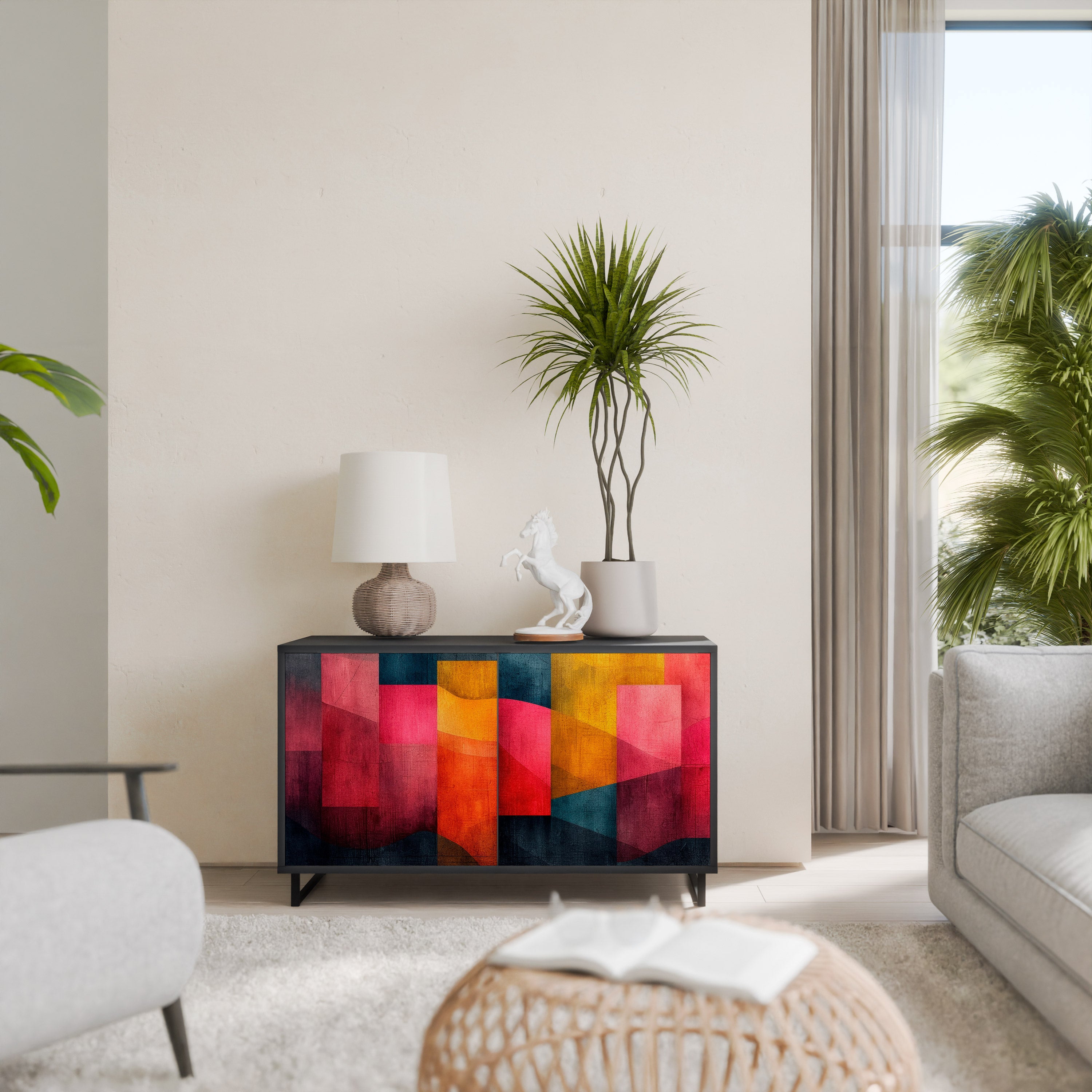 COLORFUL SOUNDS 2-Door Sideboard in Black Finish