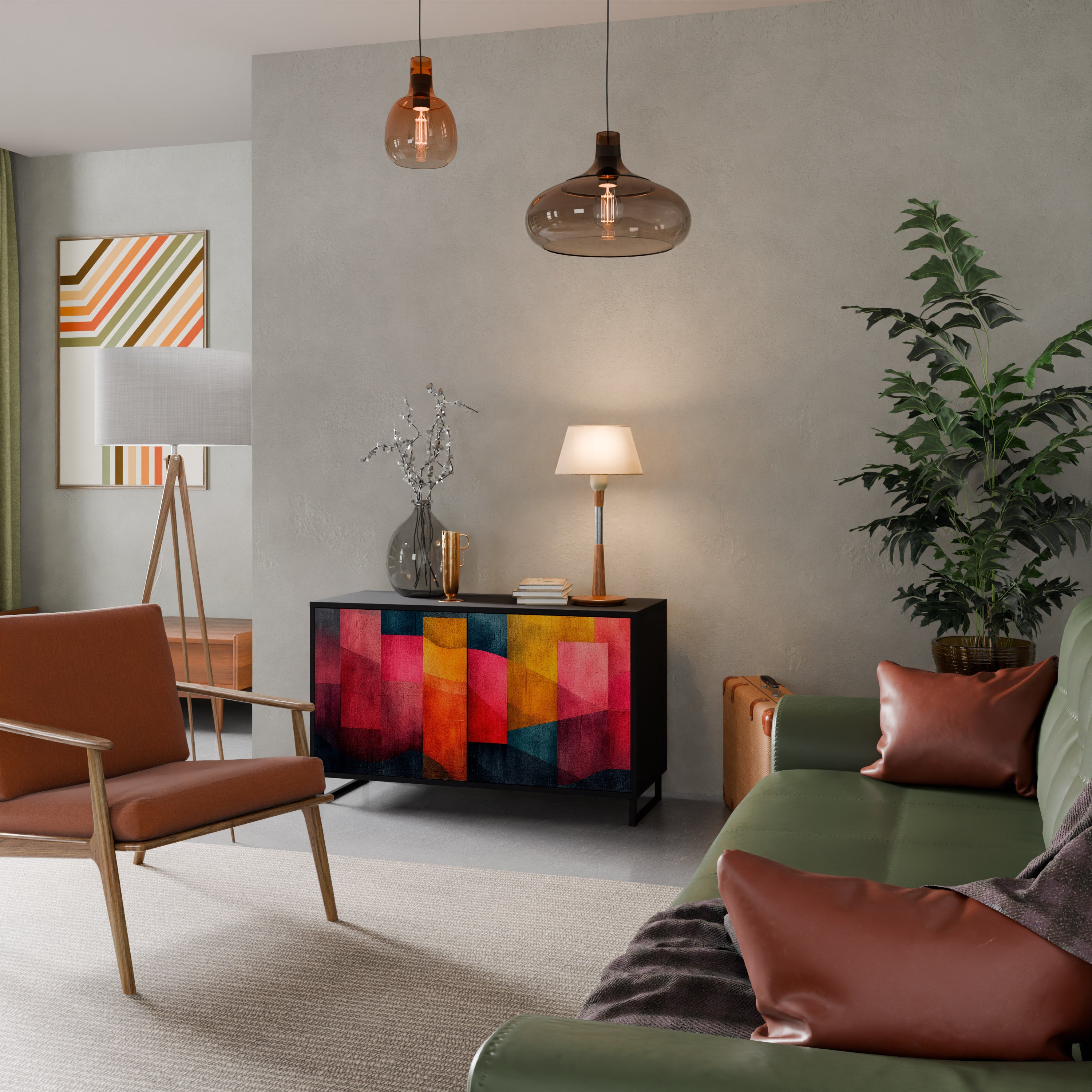 COLORFUL SOUNDS 2-Door Sideboard in Black Finish