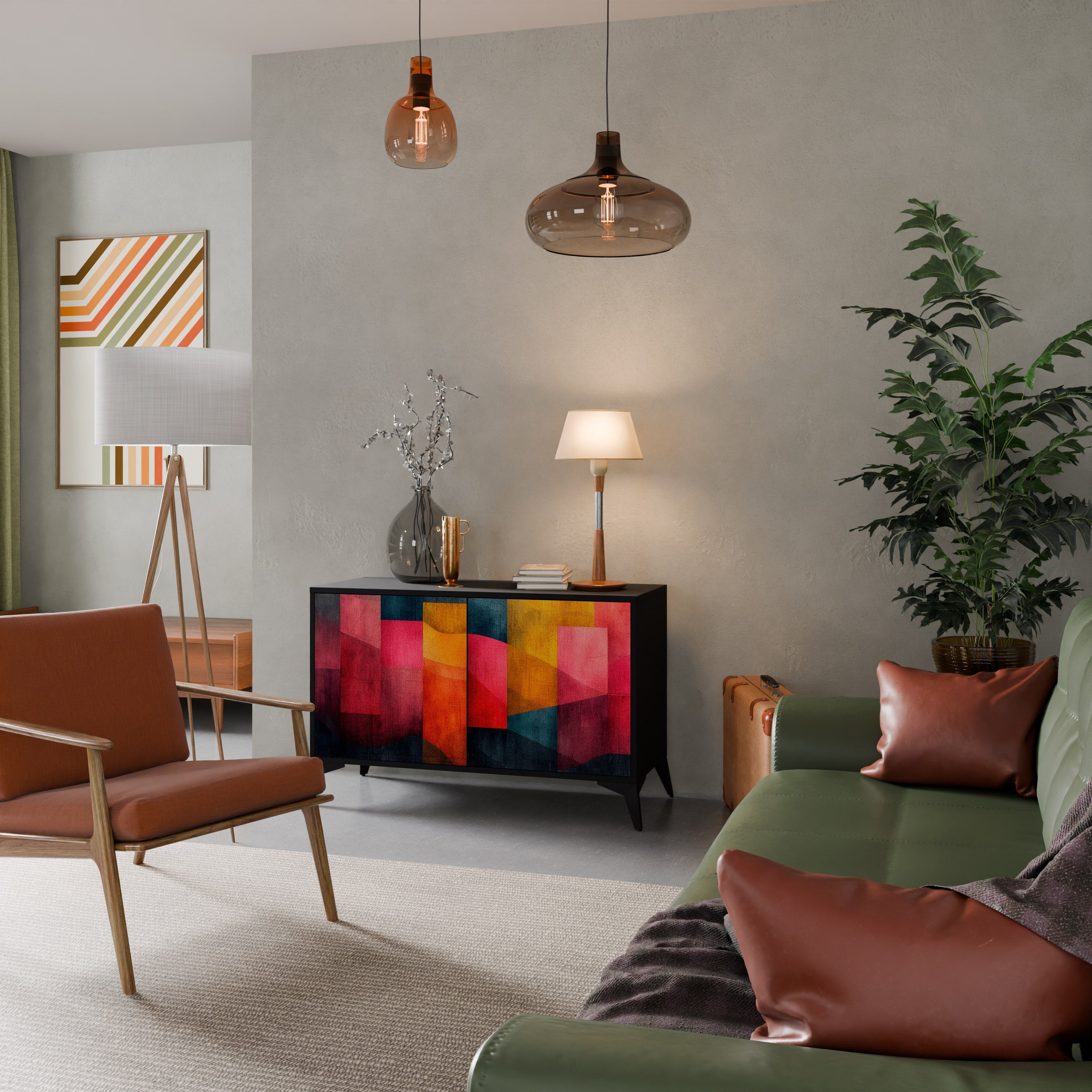 COLORFUL SOUNDS 2-Door Sideboard in Black Finish