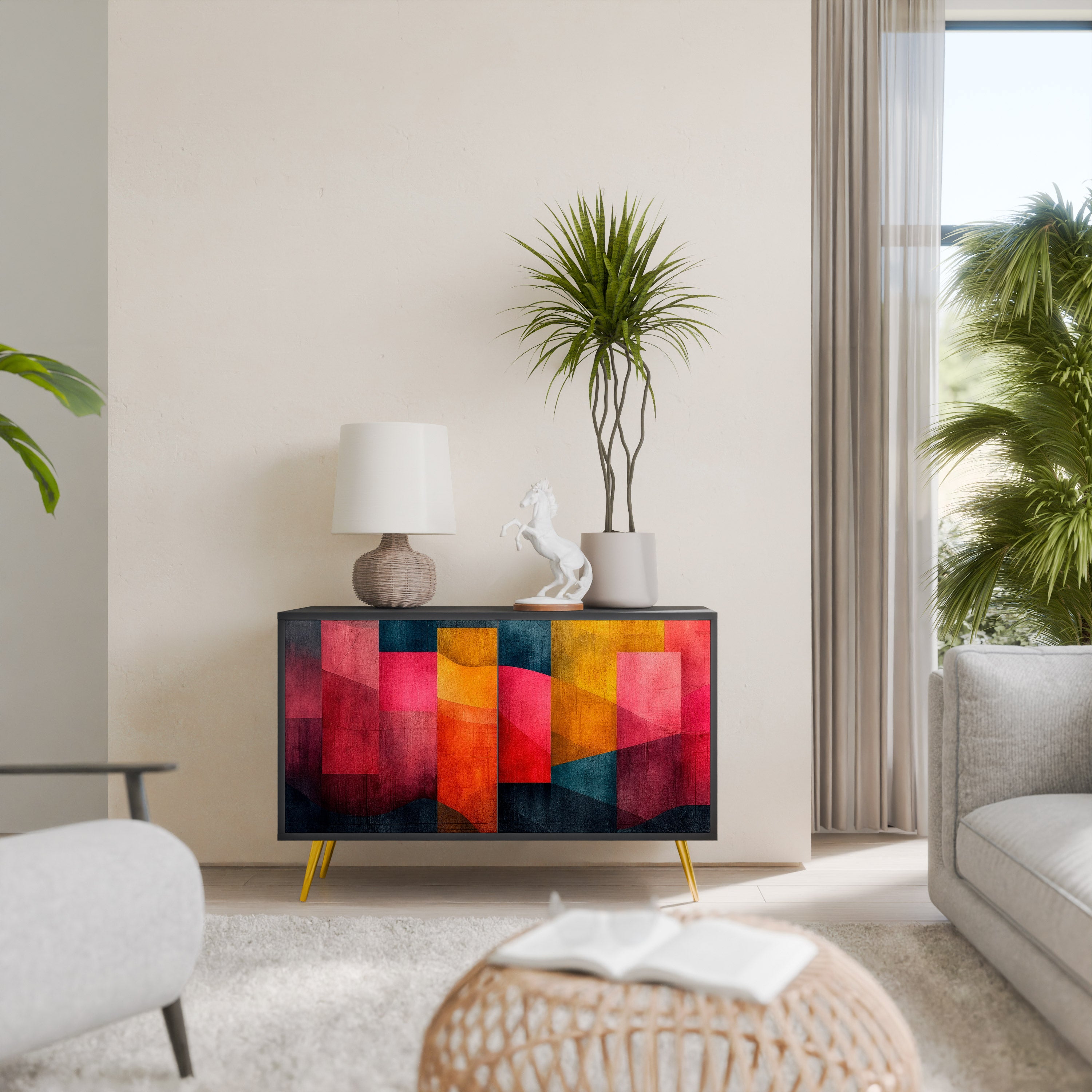 COLORFUL SOUNDS 2-Door Sideboard in Black Finish