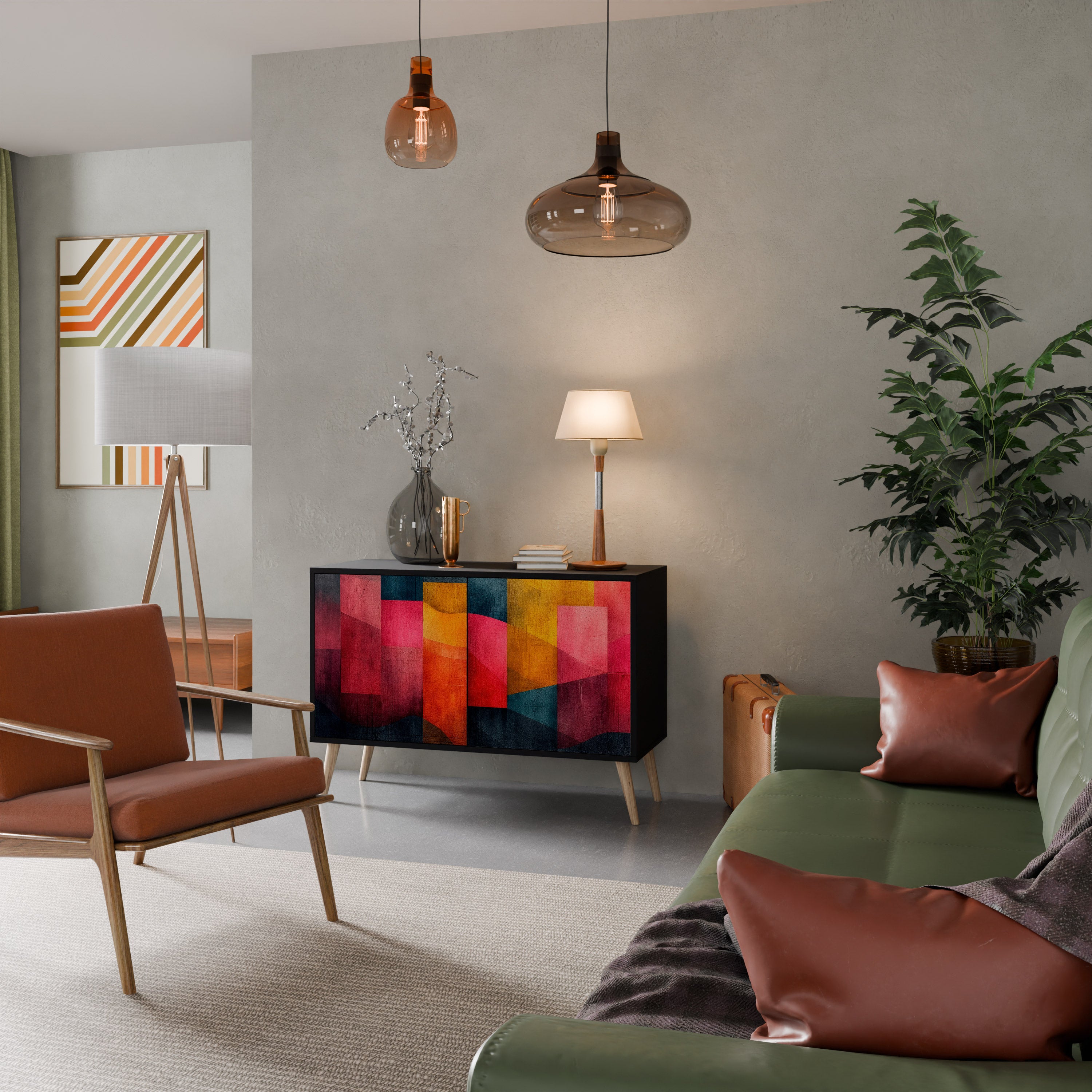 COLORFUL SOUNDS 2-Door Sideboard in Black Finish