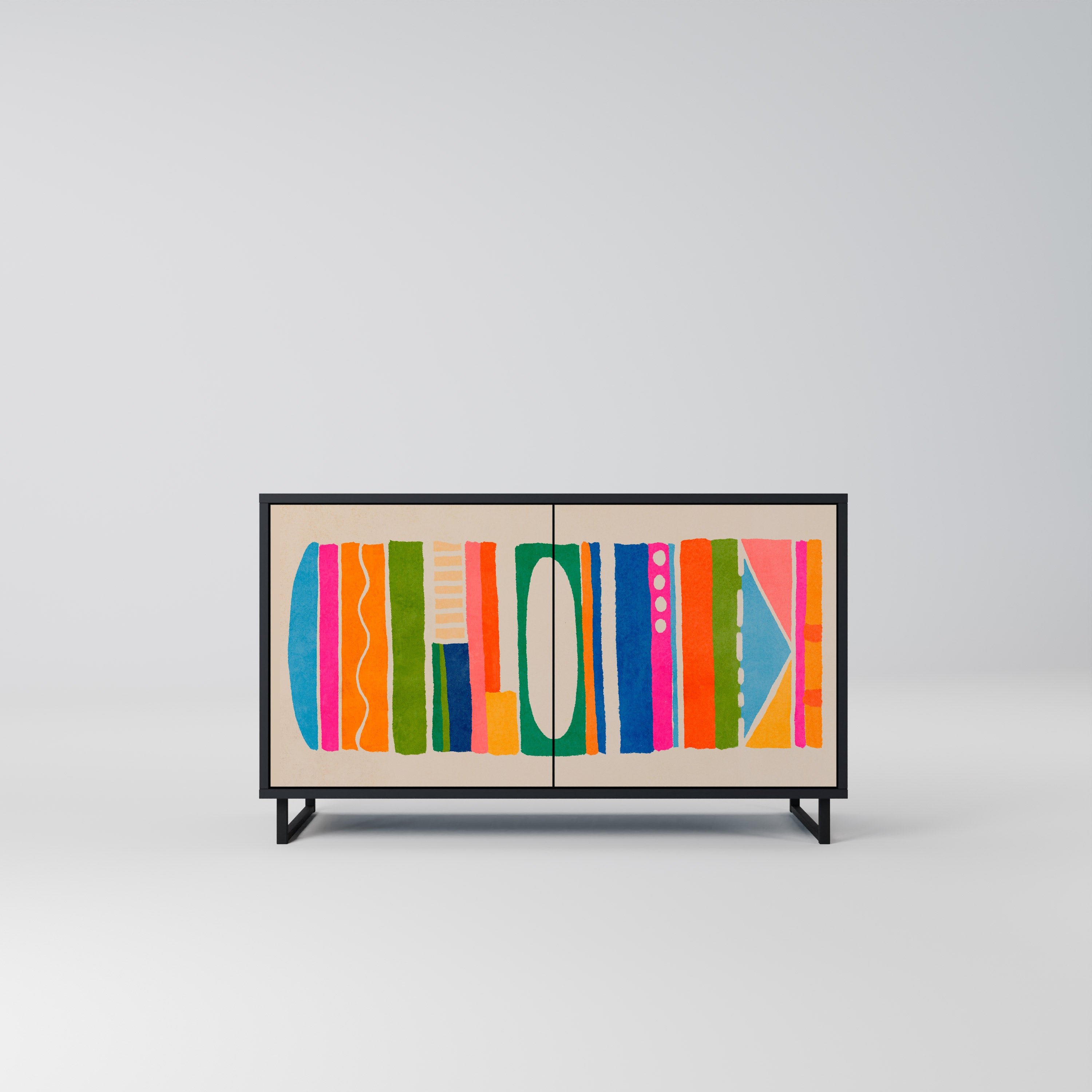 GEOMETRIC SHINE 2-Door Sideboard in Black Finish