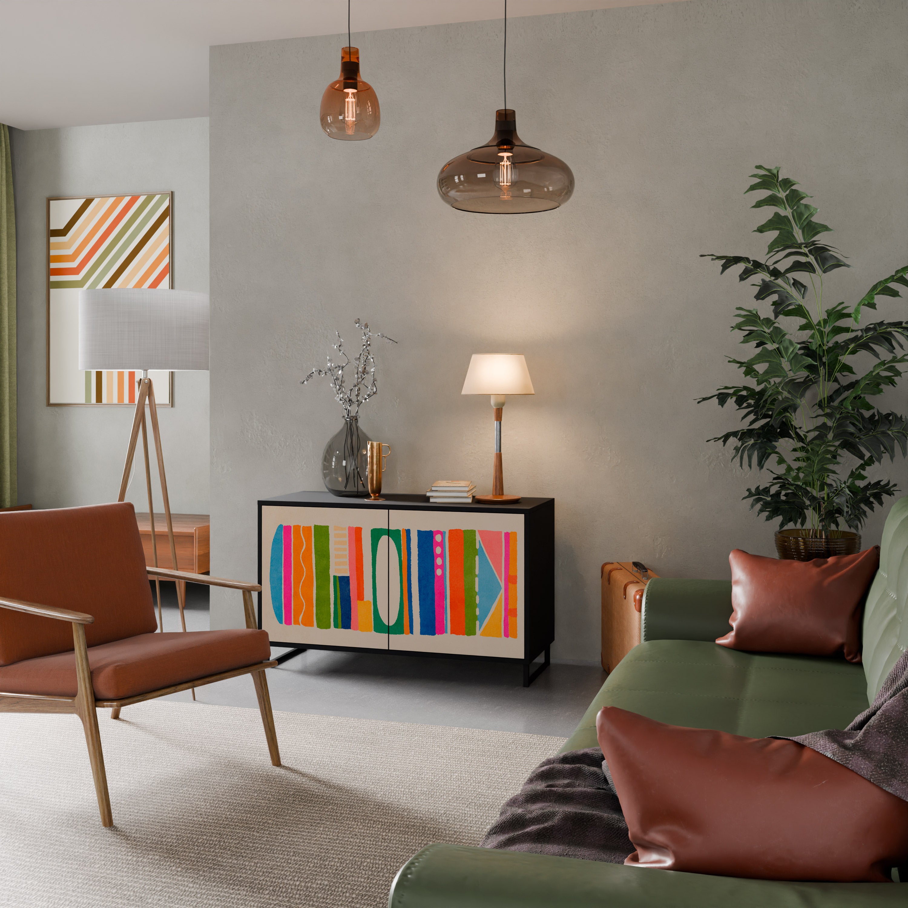 GEOMETRIC SHINE 2-Door Sideboard in Black Finish