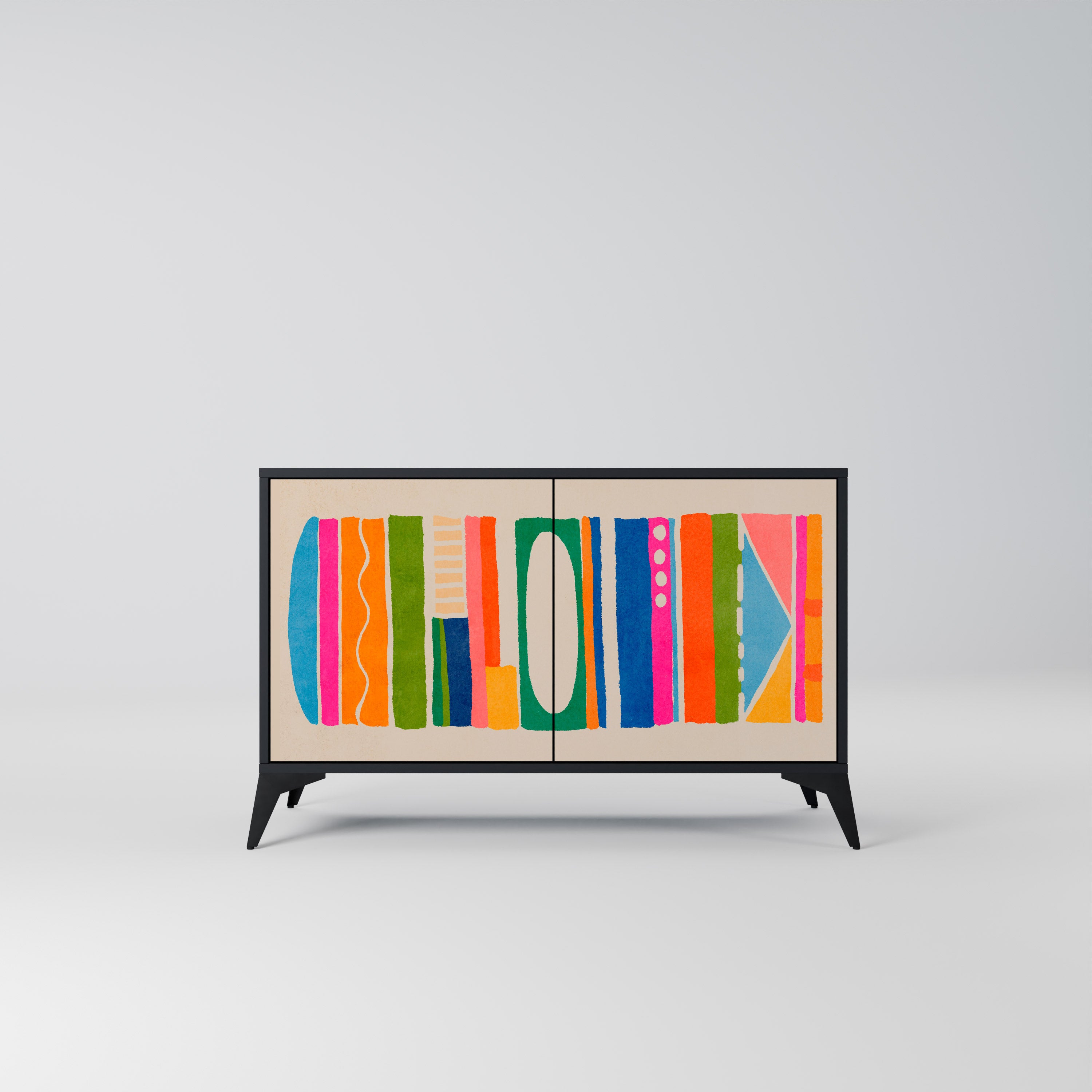 GEOMETRIC SHINE 2-Door Sideboard in Black Finish