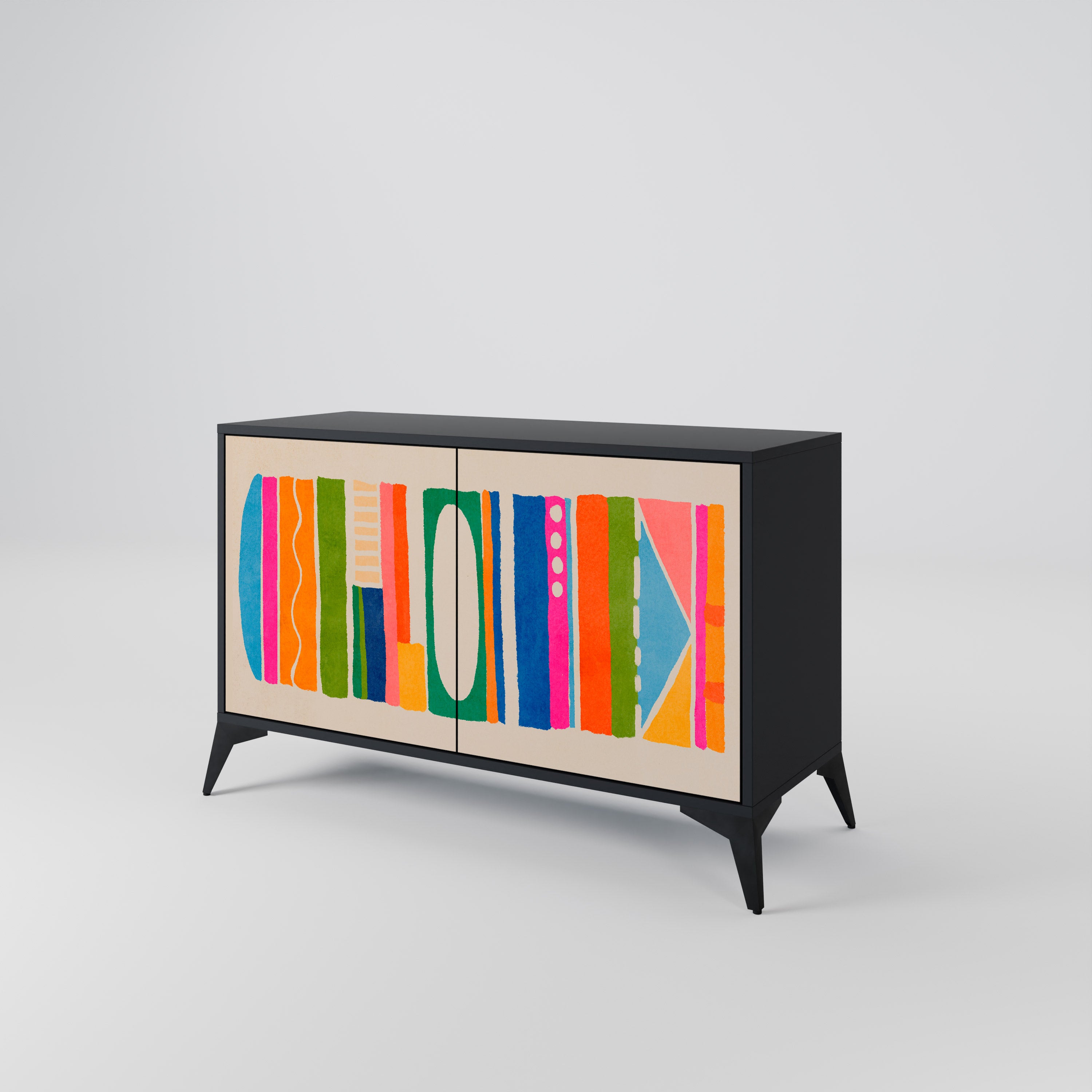 GEOMETRIC SHINE 2-Door Sideboard in Black Finish