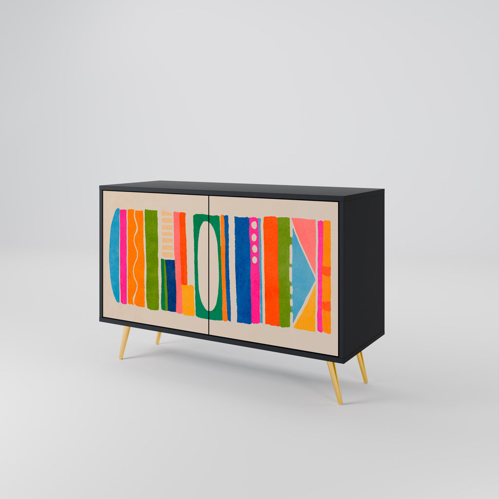 GEOMETRIC SHINE 2-Door Sideboard in Black Finish