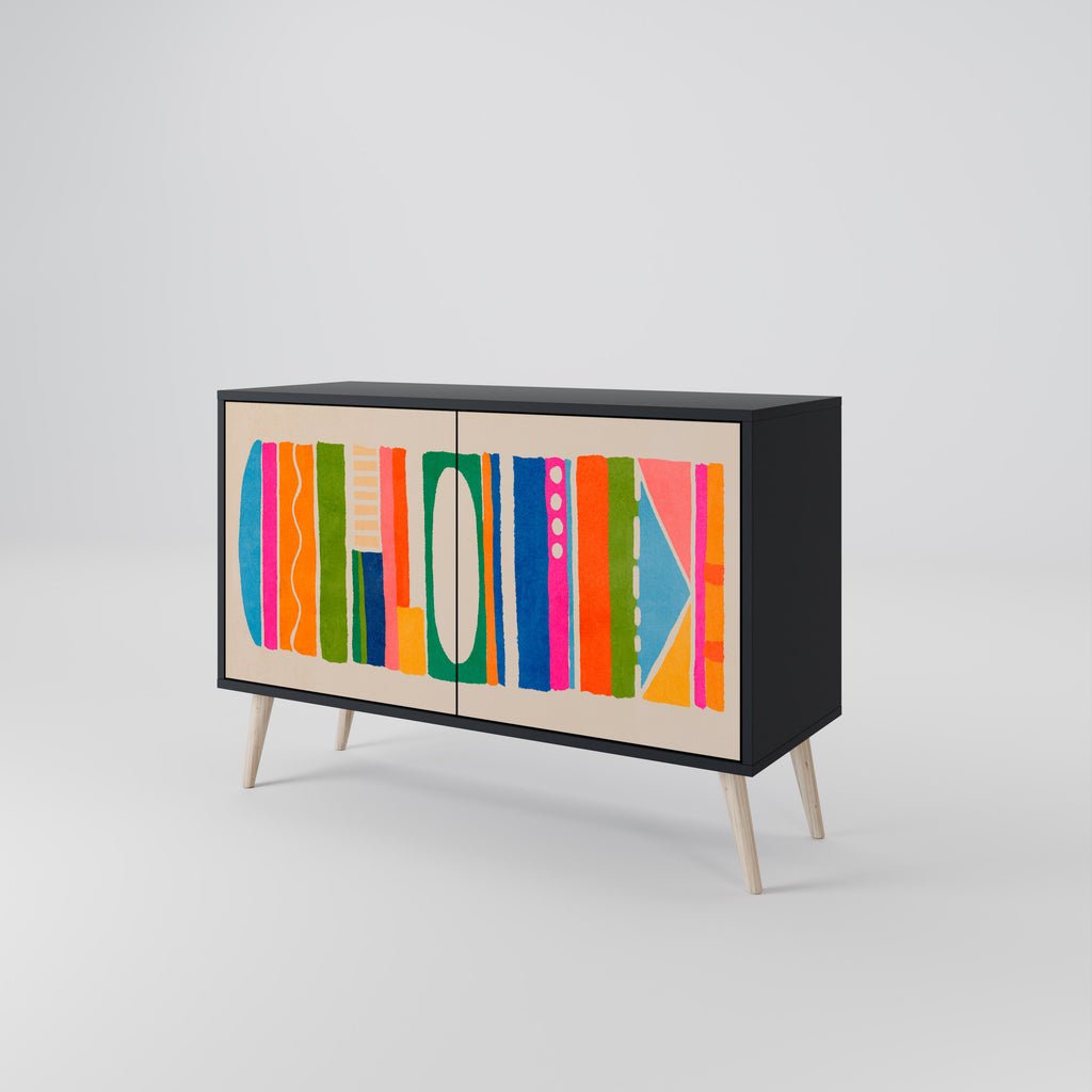 GEOMETRIC SHINE 2-Door Sideboard in Black Finish