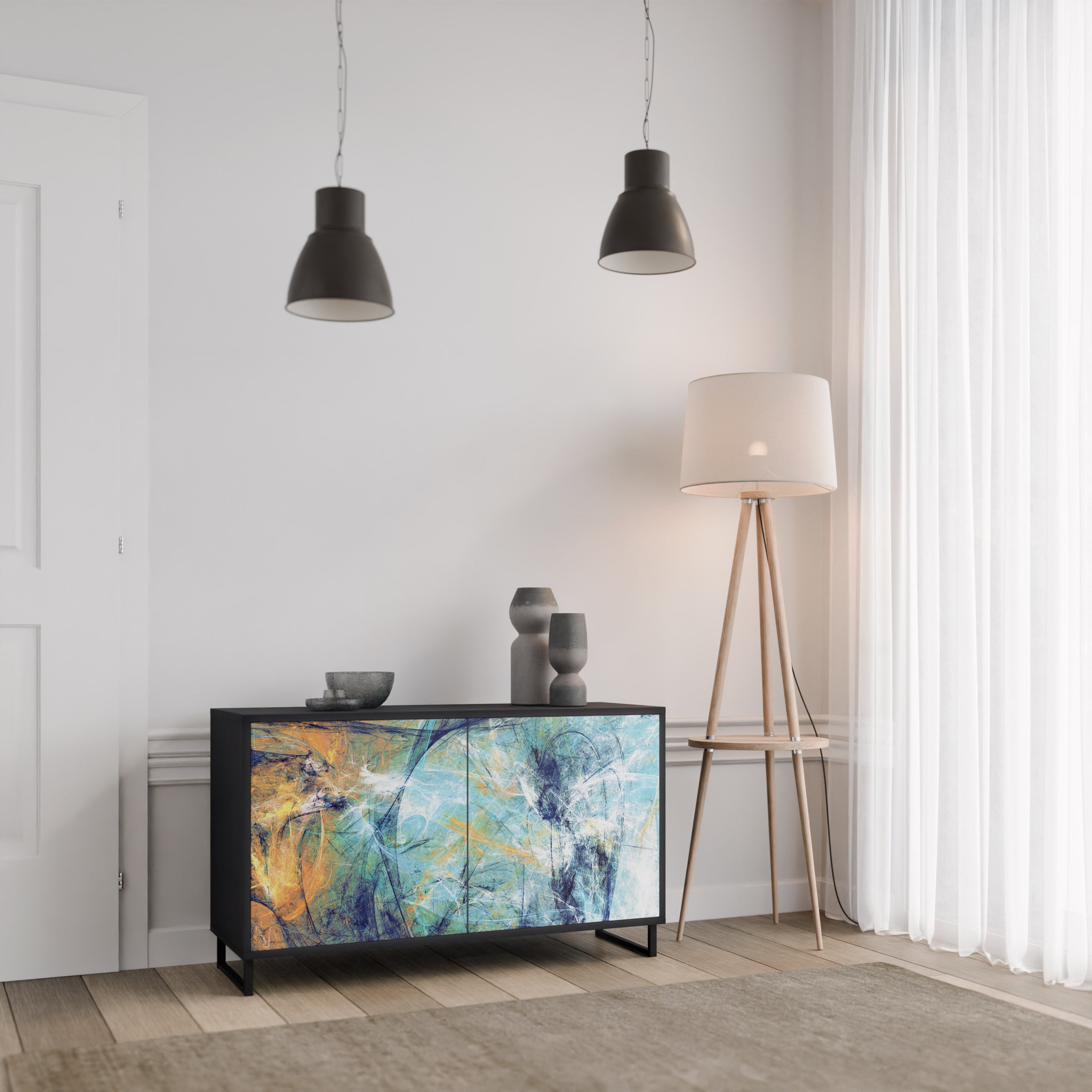 ABSTRACT THOUGHTS 2-Door Sideboard in Black Finish
