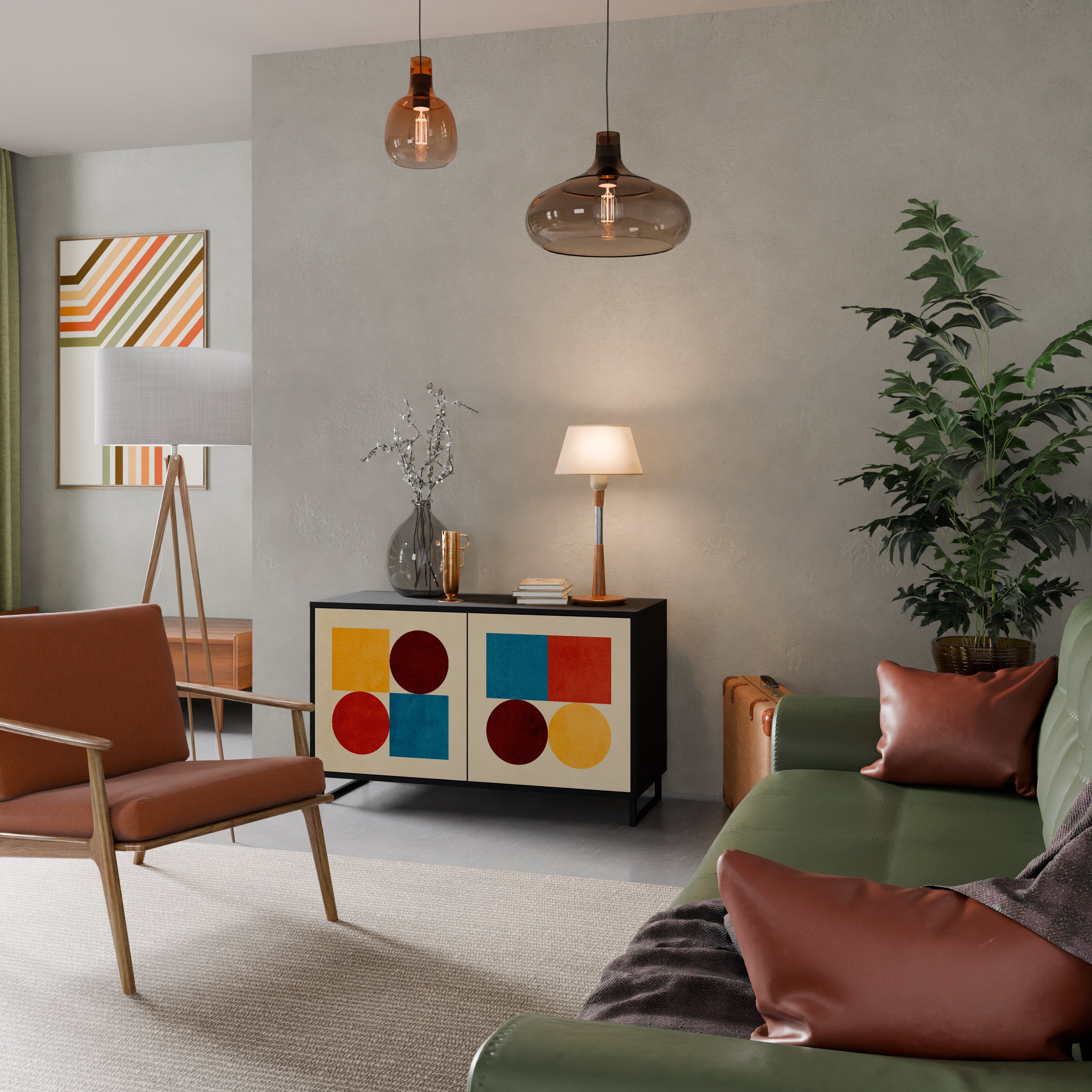 GEOMETRIC PUZZLE 2-Door Sideboard in Black Finish