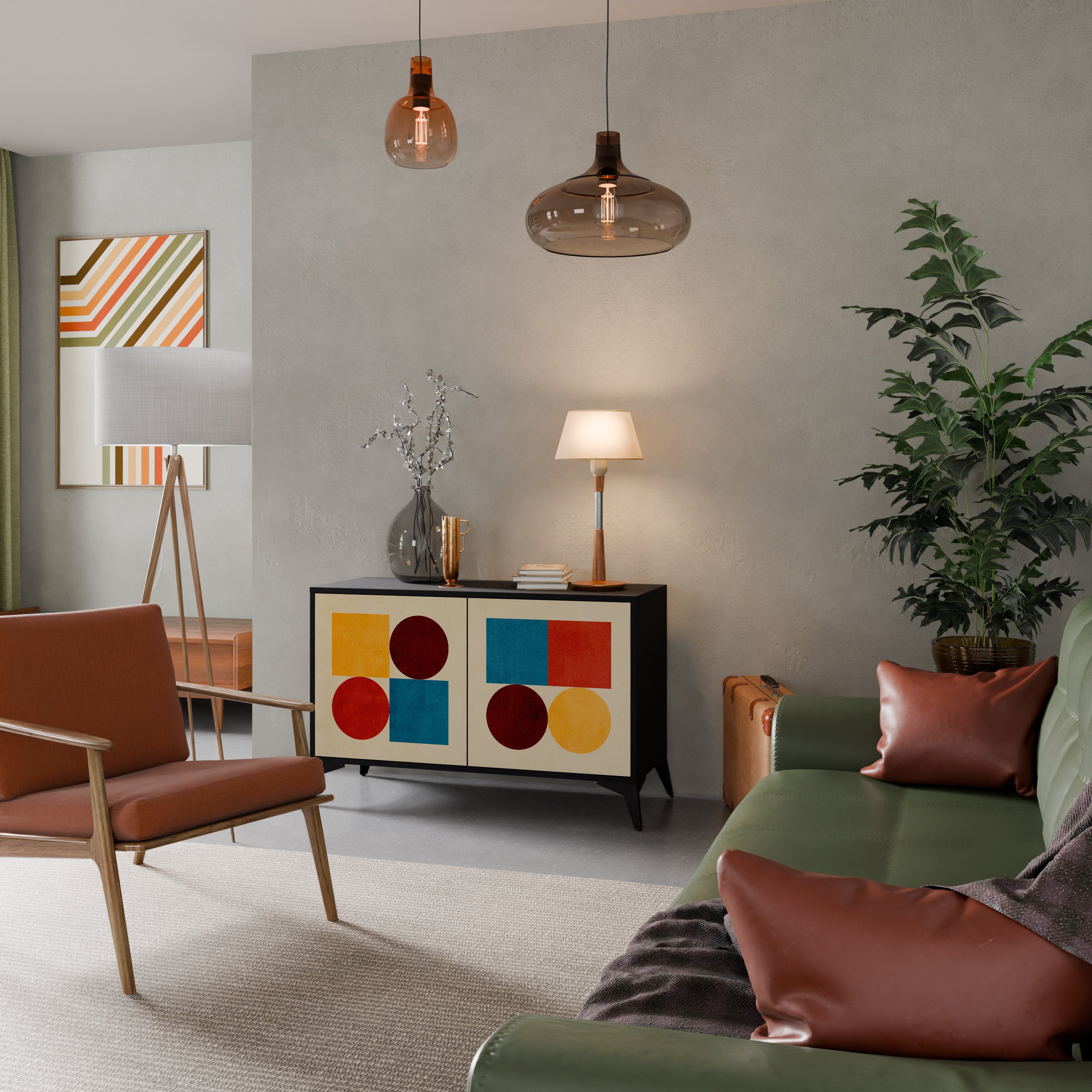 GEOMETRIC PUZZLE 2-Door Sideboard in Black Finish