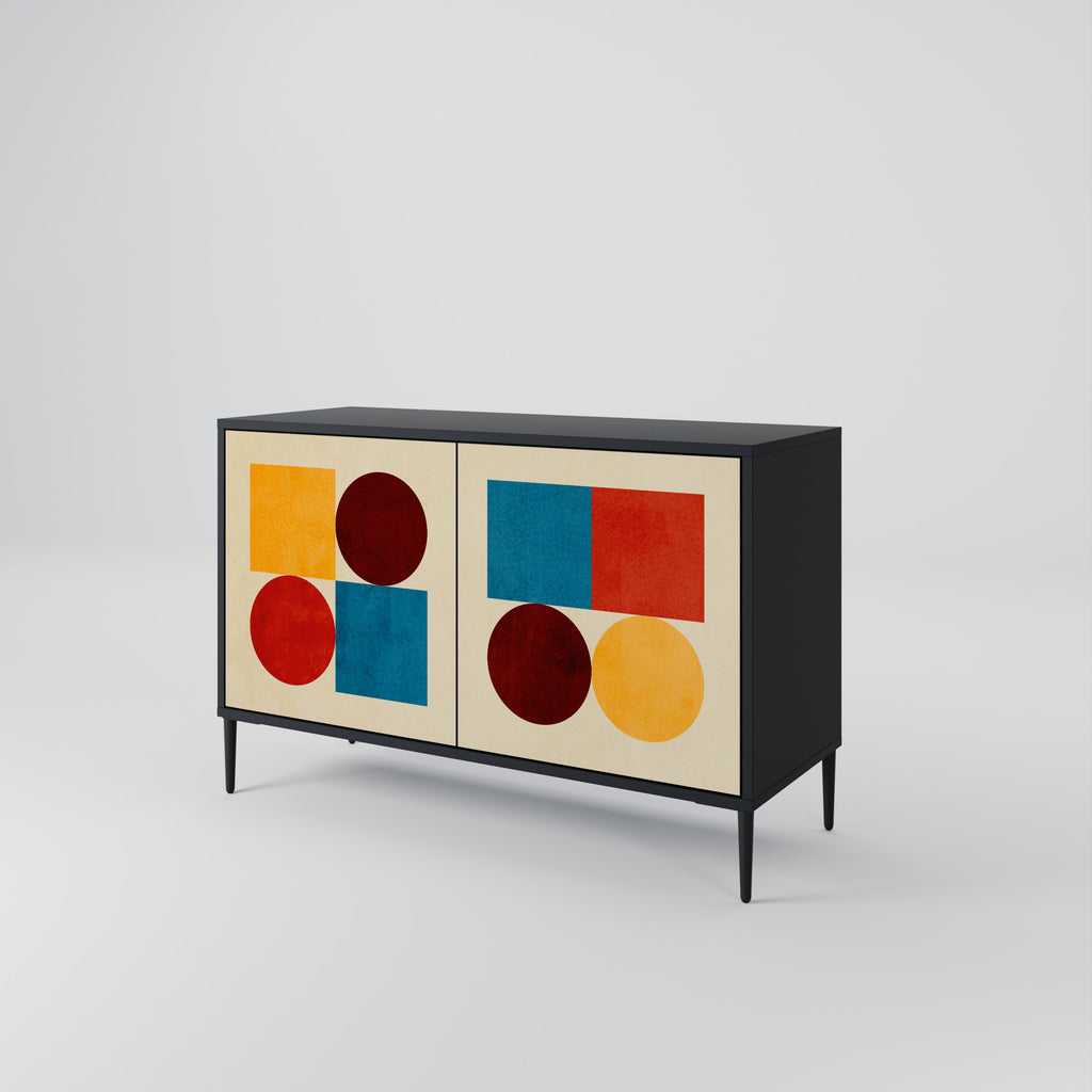GEOMETRIC PUZZLE 2-Door Sideboard in Black Finish