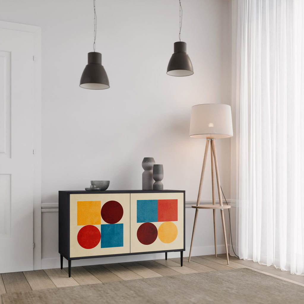 GEOMETRIC PUZZLE 2-Door Sideboard in Black Finish