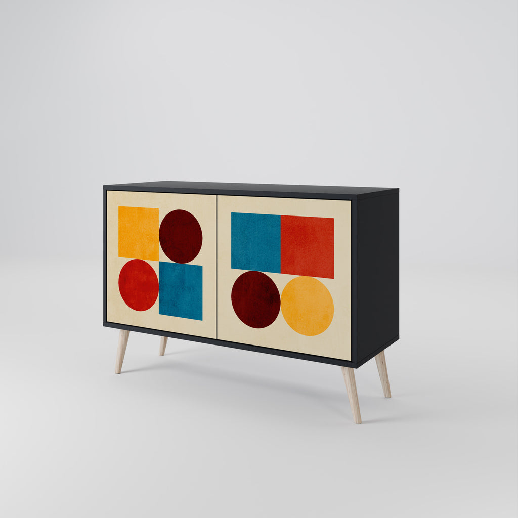 GEOMETRIC PUZZLE 2-Door Sideboard in Black Finish