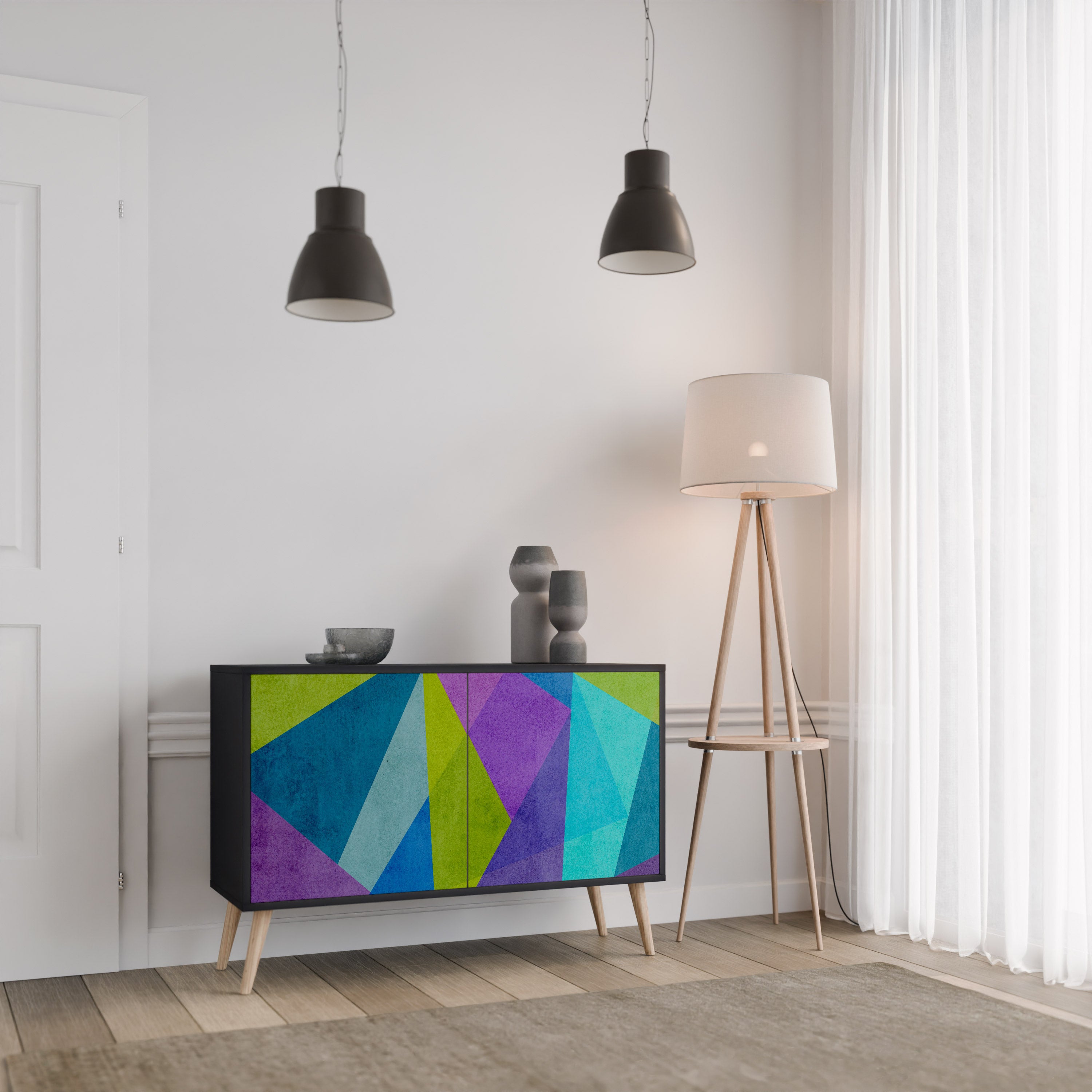 COLD SHOWCASE 2-Door Sideboard in Black Finish