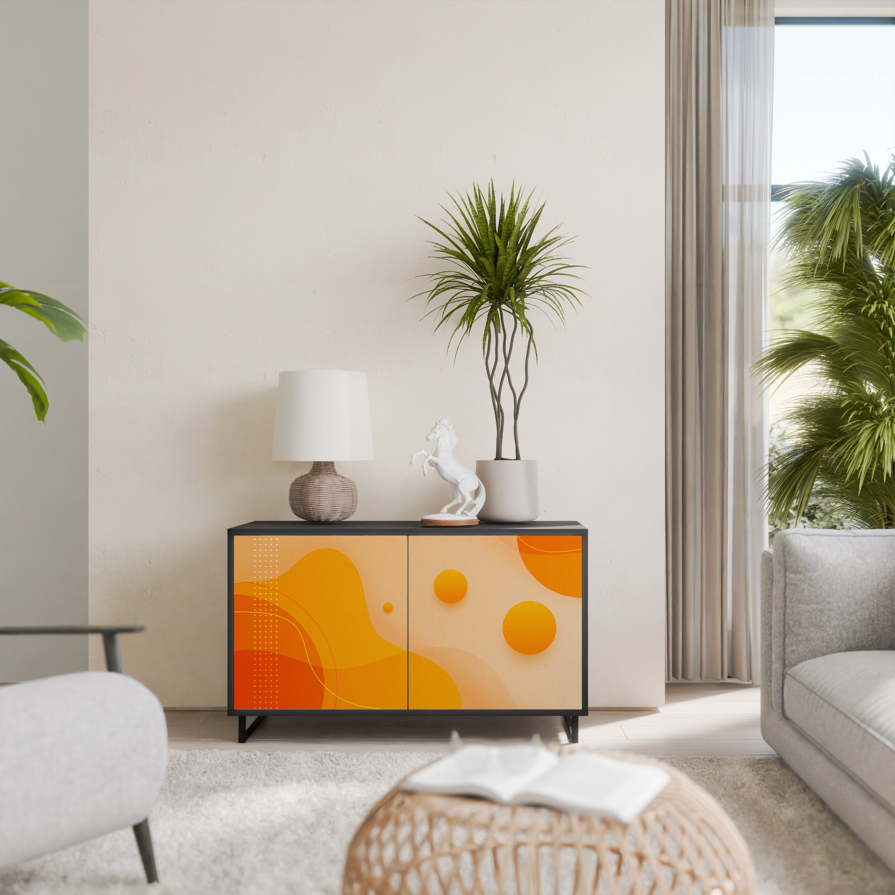 ORANGE ARRANGEMENT 2-Door Sideboard in Black Finish