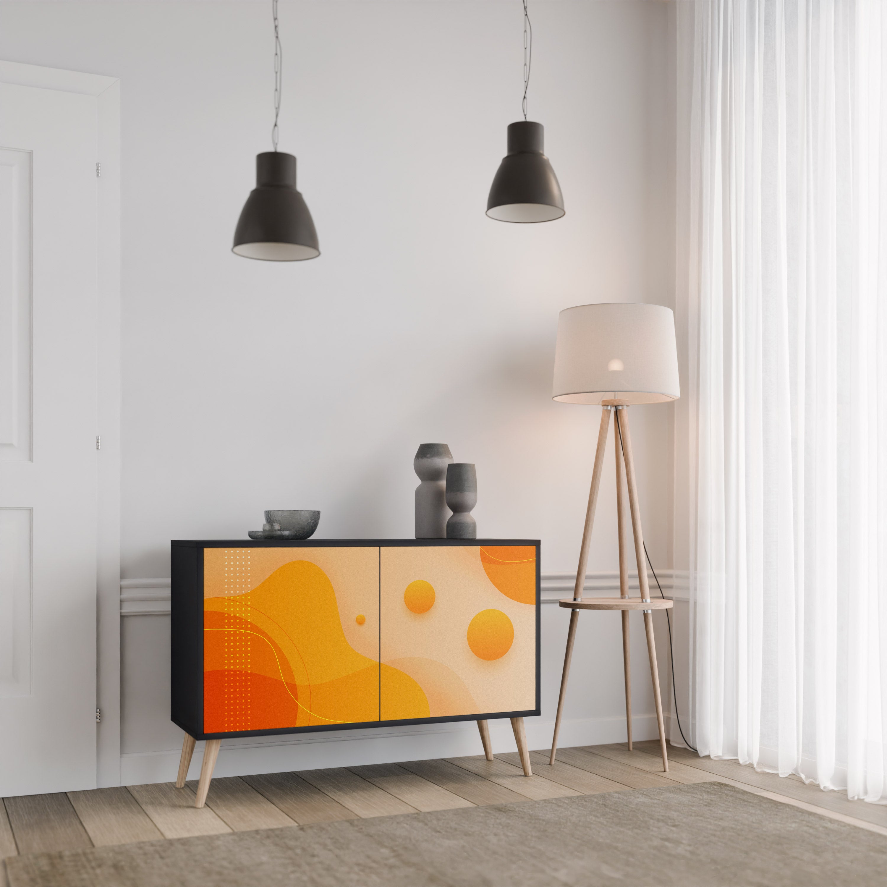 ORANGE ARRANGEMENT 2-Door Sideboard in Black Finish