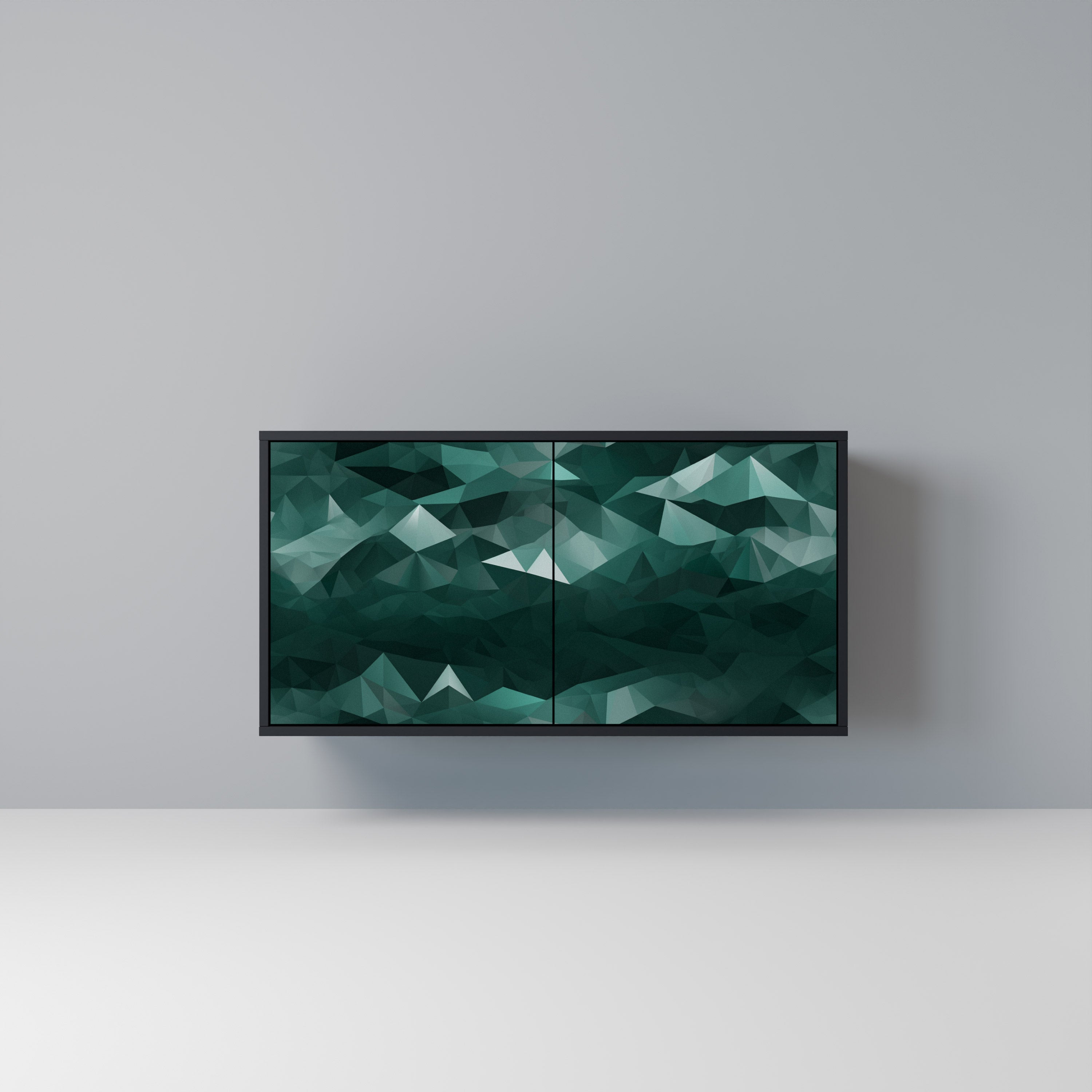 POLYGONAL FLOATING 2-Door Sideboard in Black Finish