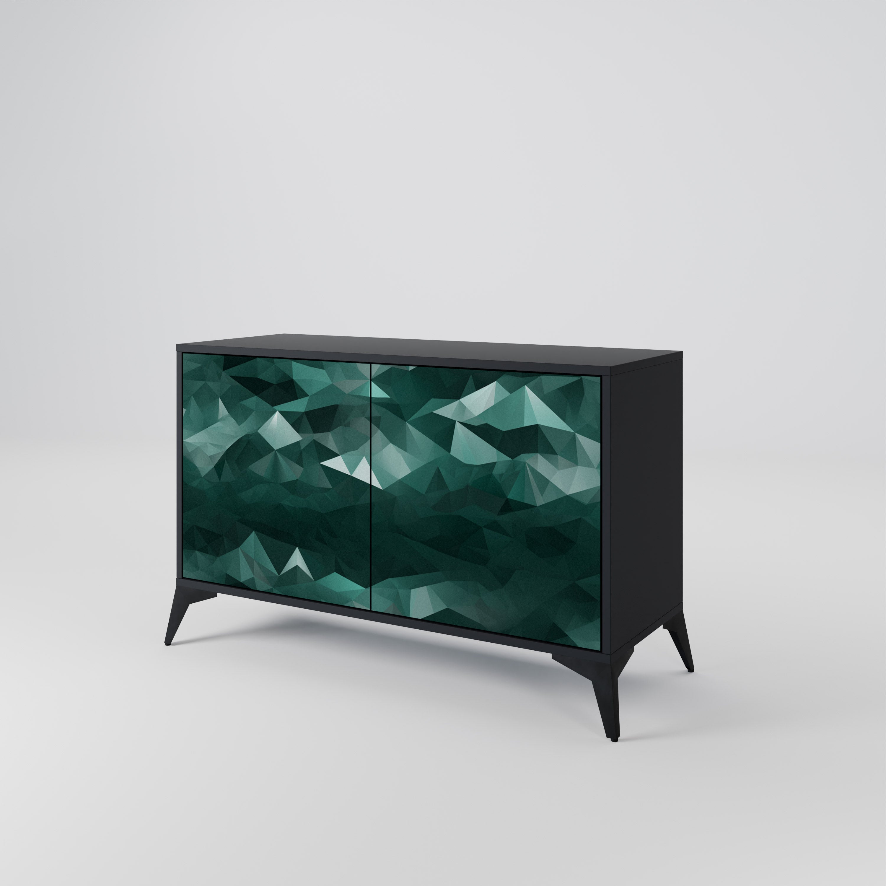 POLYGONAL FLOATING 2-Door Sideboard in Black Finish