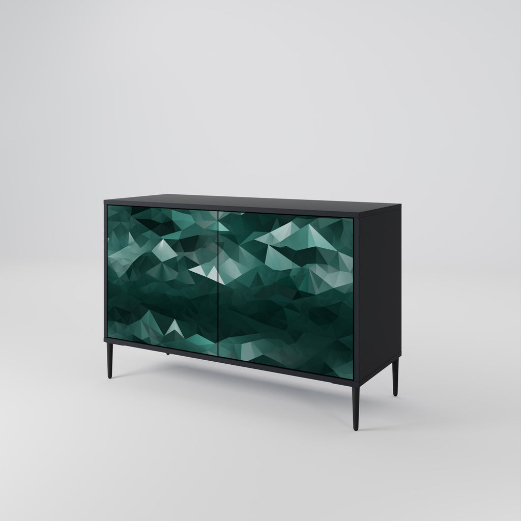POLYGONAL FLOATING 2-Door Sideboard in Black Finish