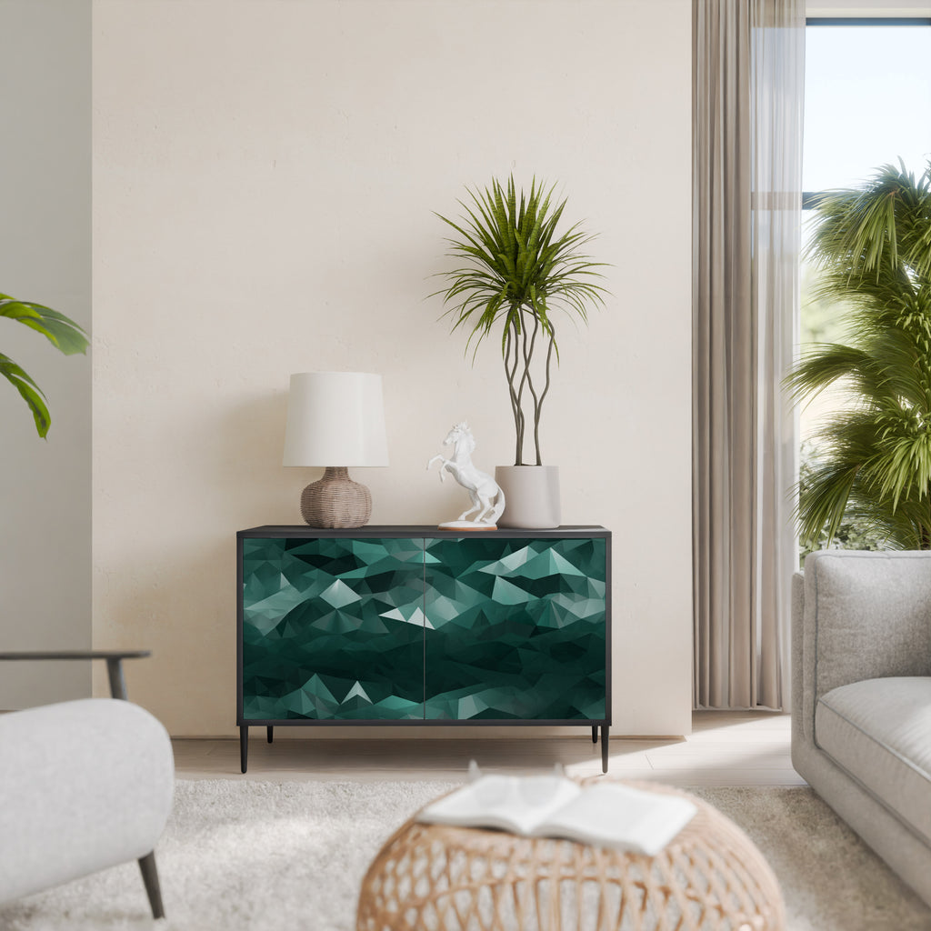 POLYGONAL FLOATING 2-Door Sideboard in Black Finish