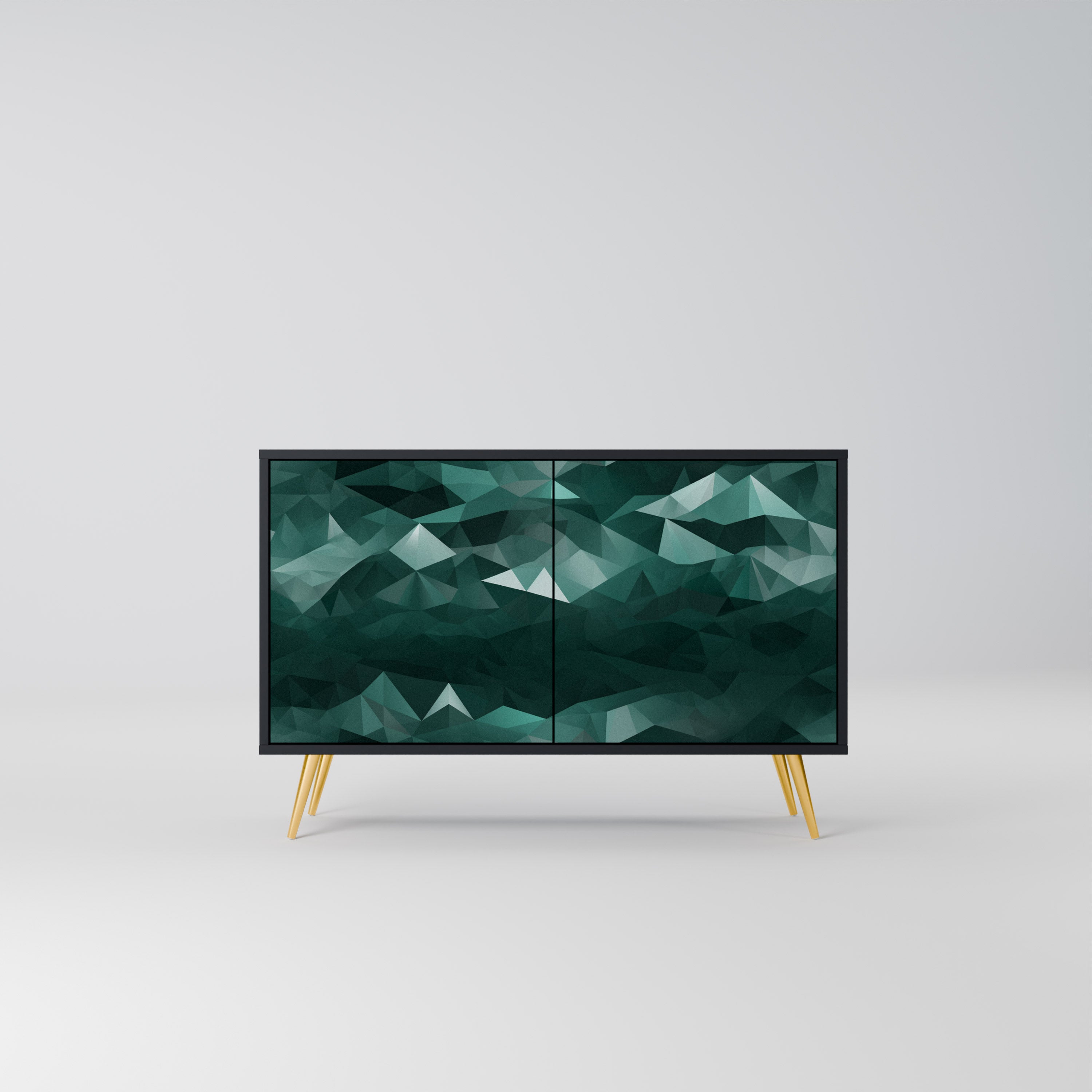 POLYGONAL FLOATING 2-Door Sideboard in Black Finish